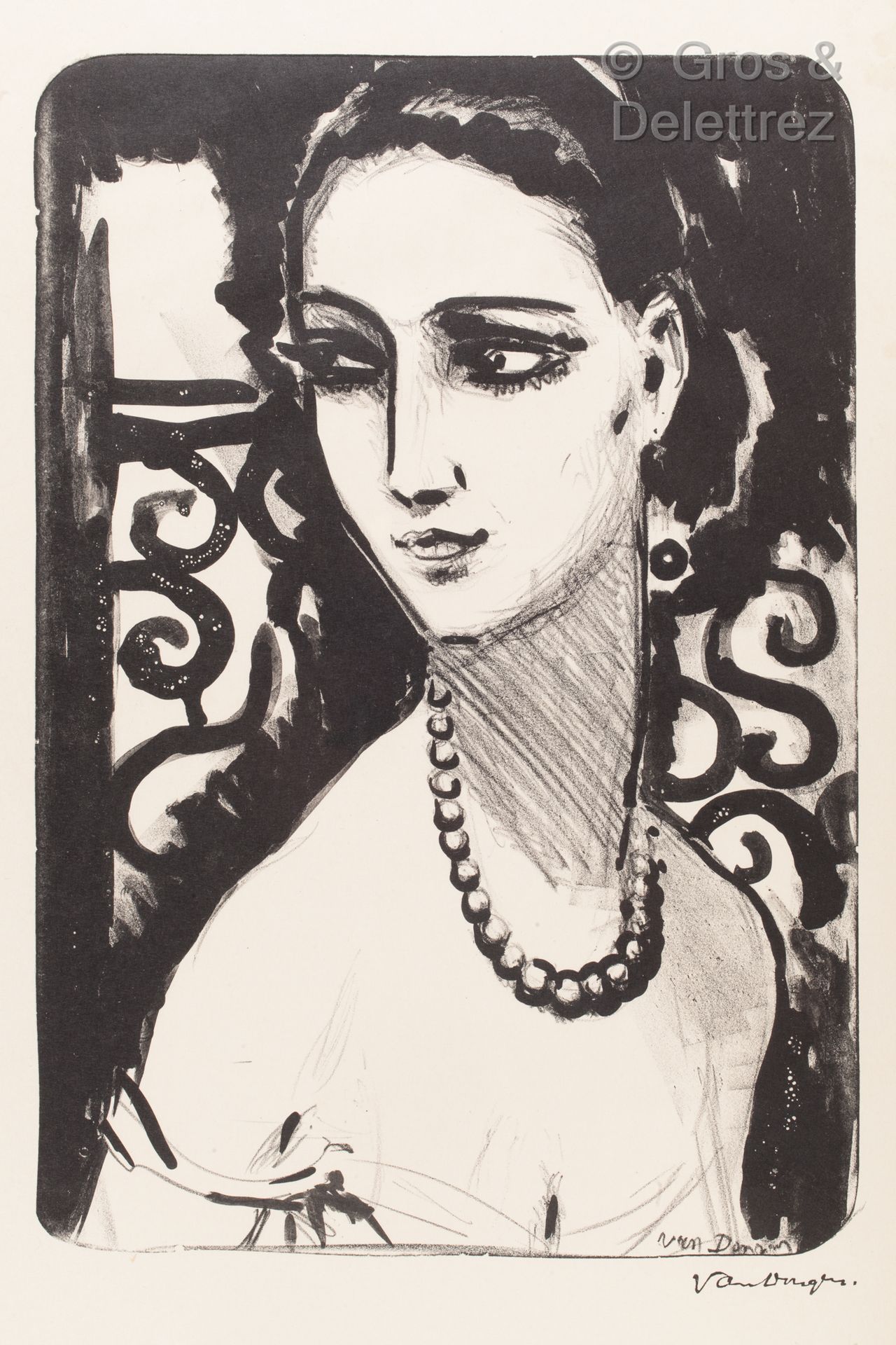 Kees VAN DONGEN (1877 - 1968) 珍珠项链》。1924

日本石版画，右下角有艺术家的石印签名，由Galerie des Peintr&hellip;