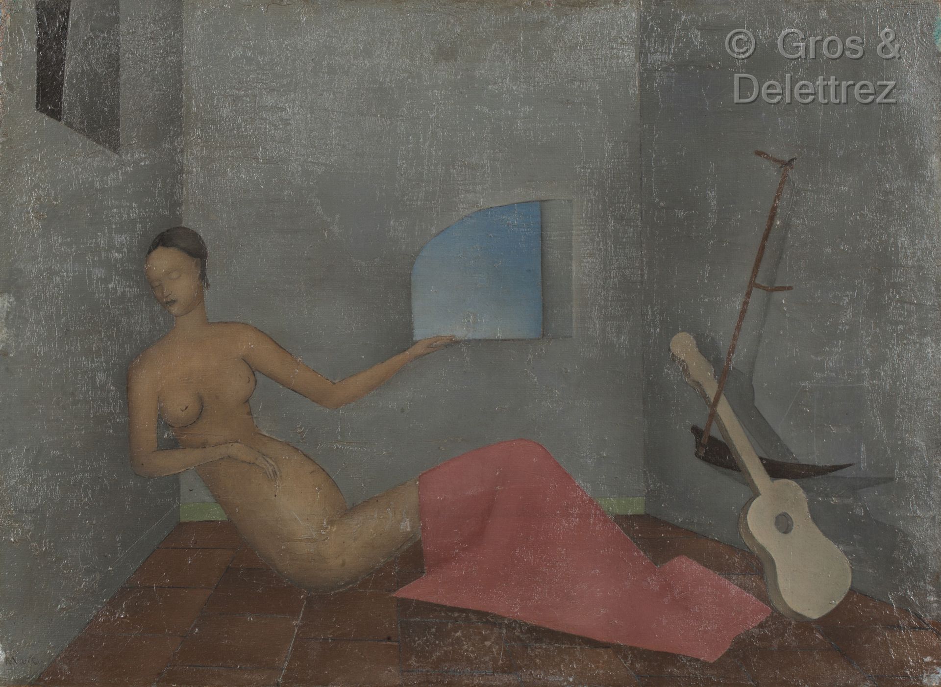 Jean MARTIN-ROCH (1905-1991) 
Naked woman lying down with a guitar




Oil on ca&hellip;