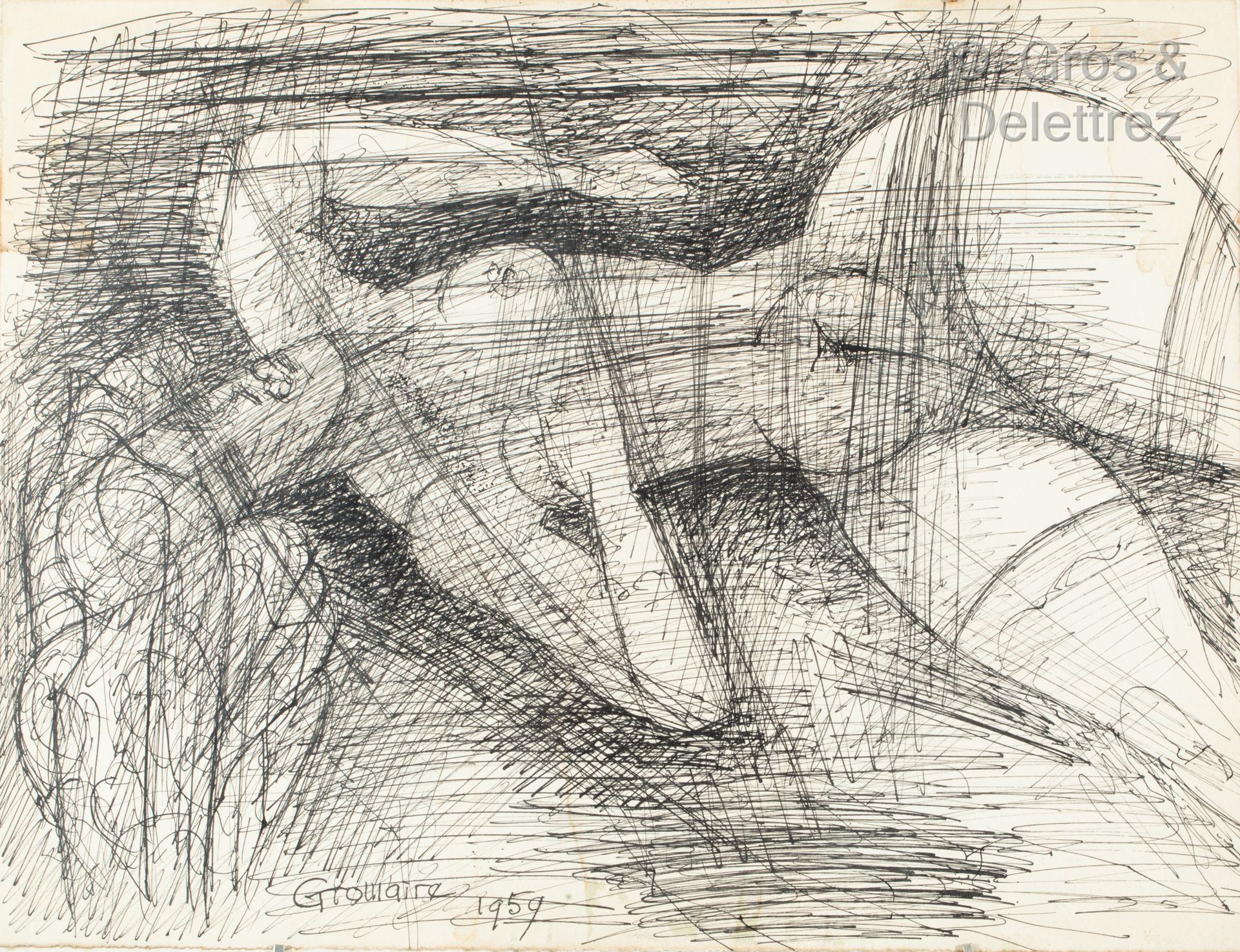 Marcel GROMAIRE (1892-1971) 
卧姿裸体，1959年




纸上水墨。 




左下方有签名和日期。 




26 x 34 厘&hellip;