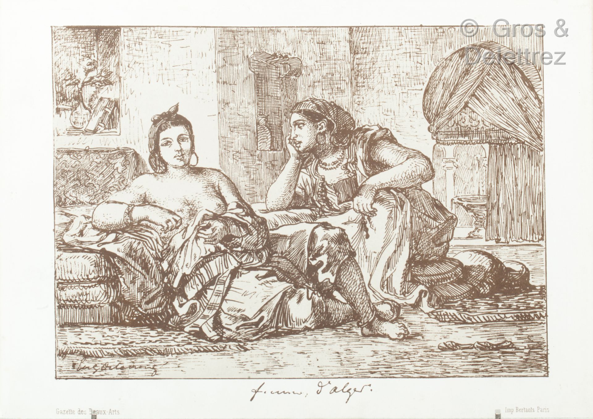 Eugène DELACROIX (1798 - 1863) 阿尔及尔的妇女。

在《美术公报》上发表的石版画。(Delteil 97)

15.5 x 22 &hellip;