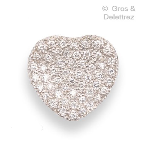 Null Anhänger "Herz" aus Weißgold, verziert mit einem Pavé aus Diamanten im Bril&hellip;