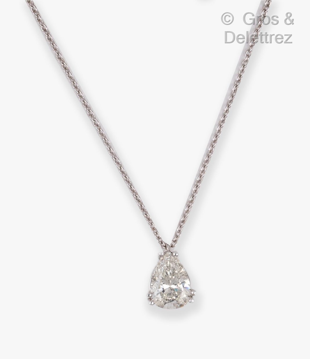 Null Pendant in white gold, decorated with a pear-shaped diamond. It is held by &hellip;