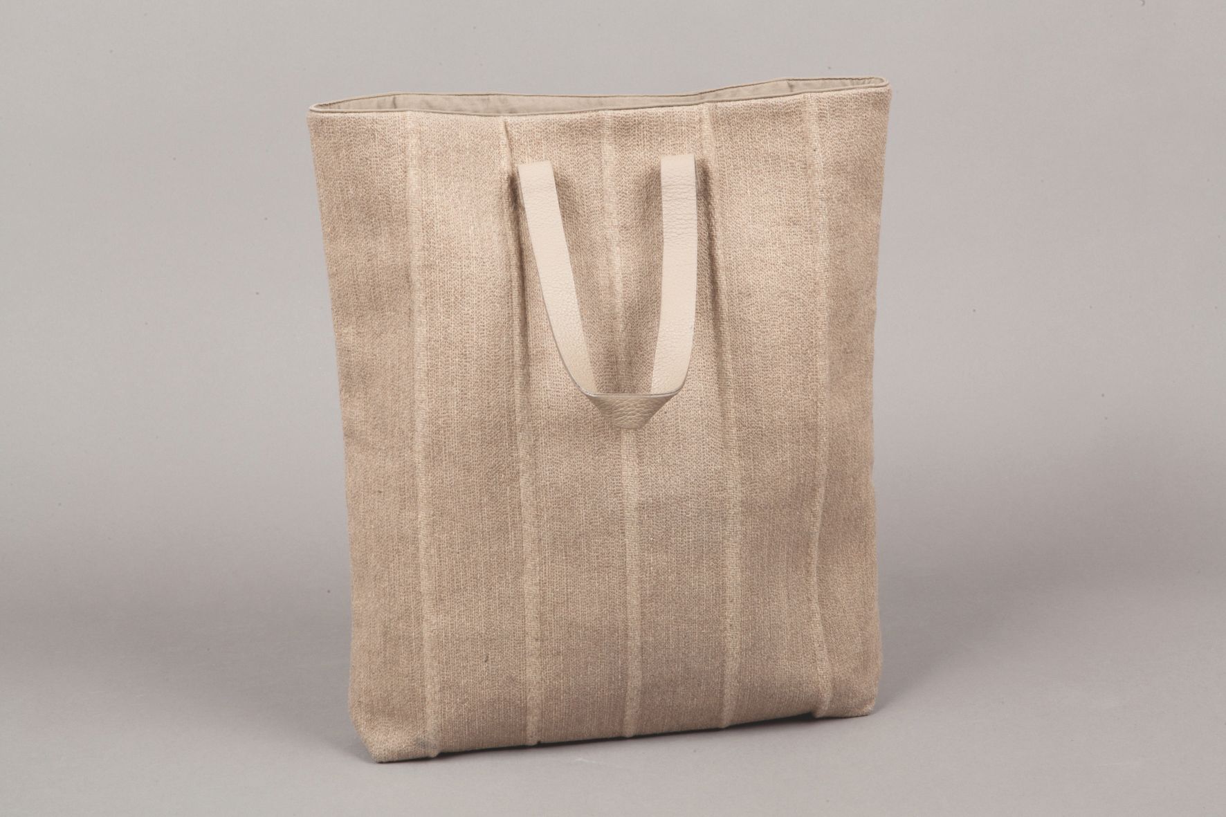 Null *HERMES Paris made in India - 36cm Einkaufstasche aus sandfarbenem Wolltuch&hellip;