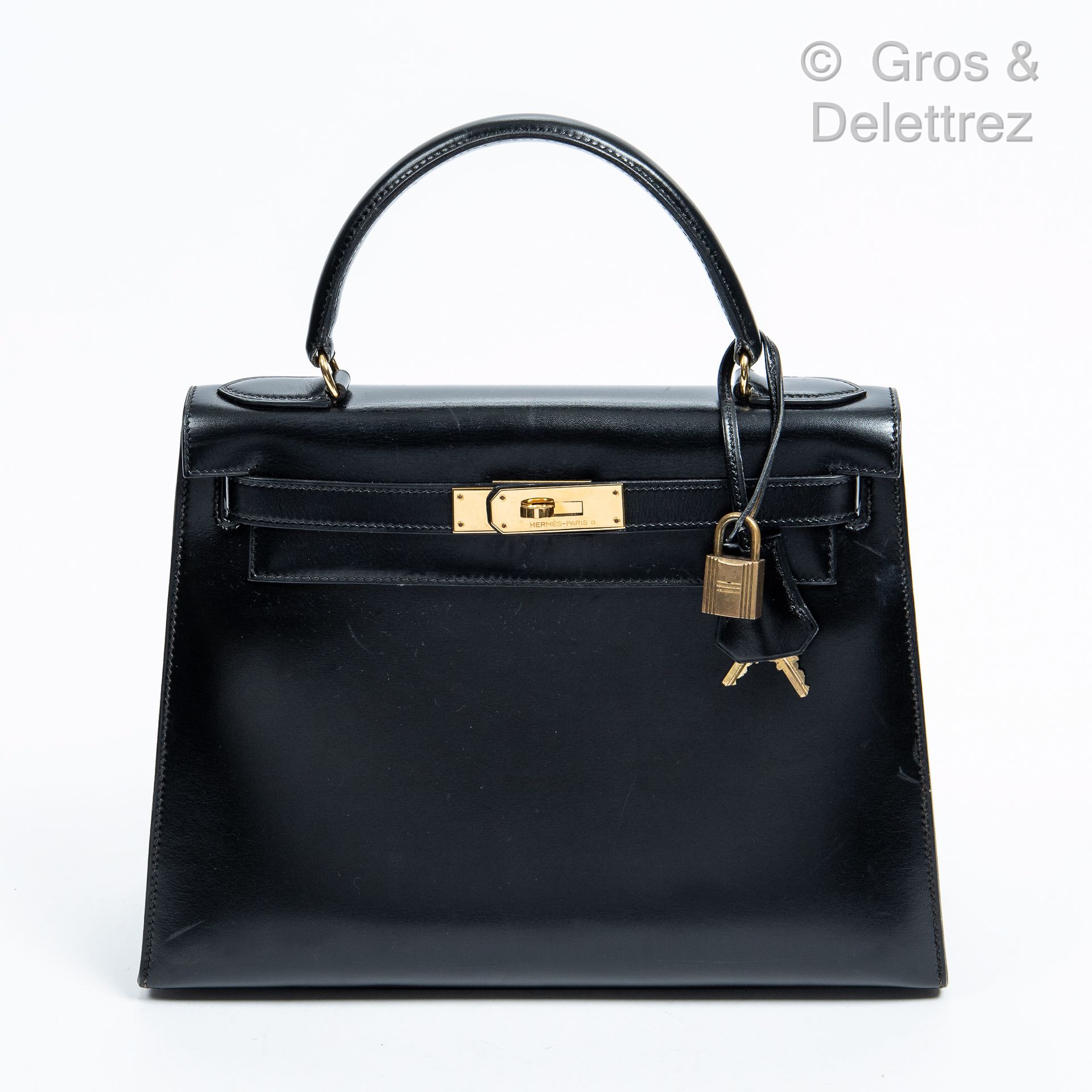 HERMÈS Paris made in France Year 1986

Kelly" bag 29 cm in black leather box, go&hellip;