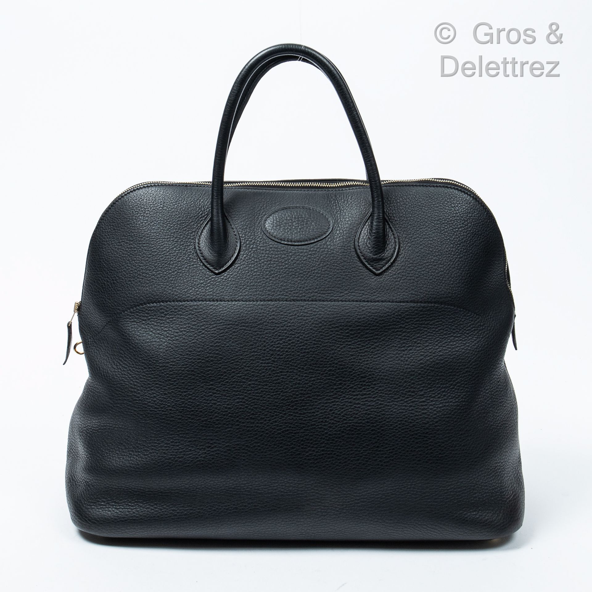 HERMÈS Paris made in France Bolide Relax" bag 43 cm in black Togo calfskin, zip,&hellip;
