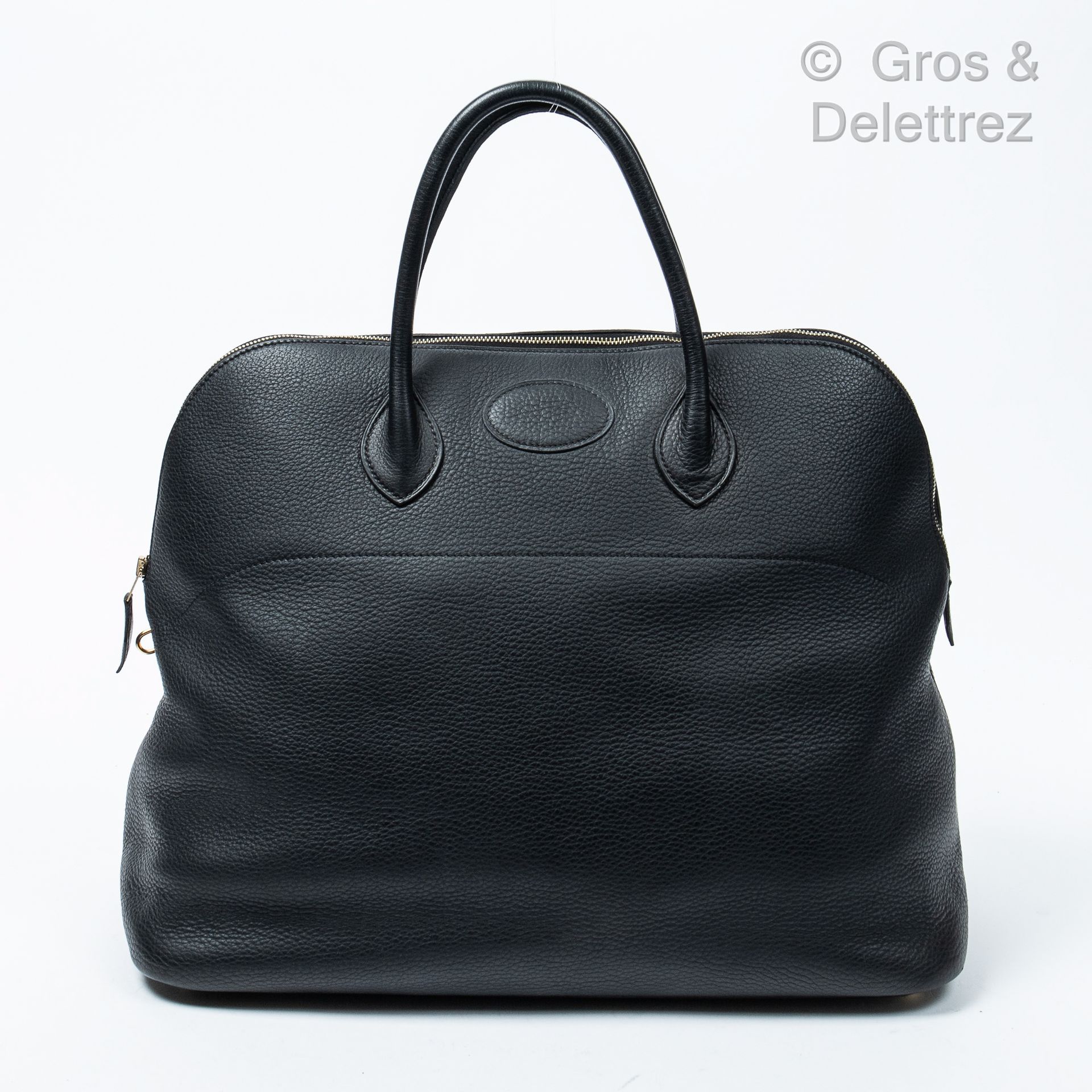 HERMÈS Paris made in France Sac « Bolide Relax » 43 cm en veau Togo noir, fermet&hellip;