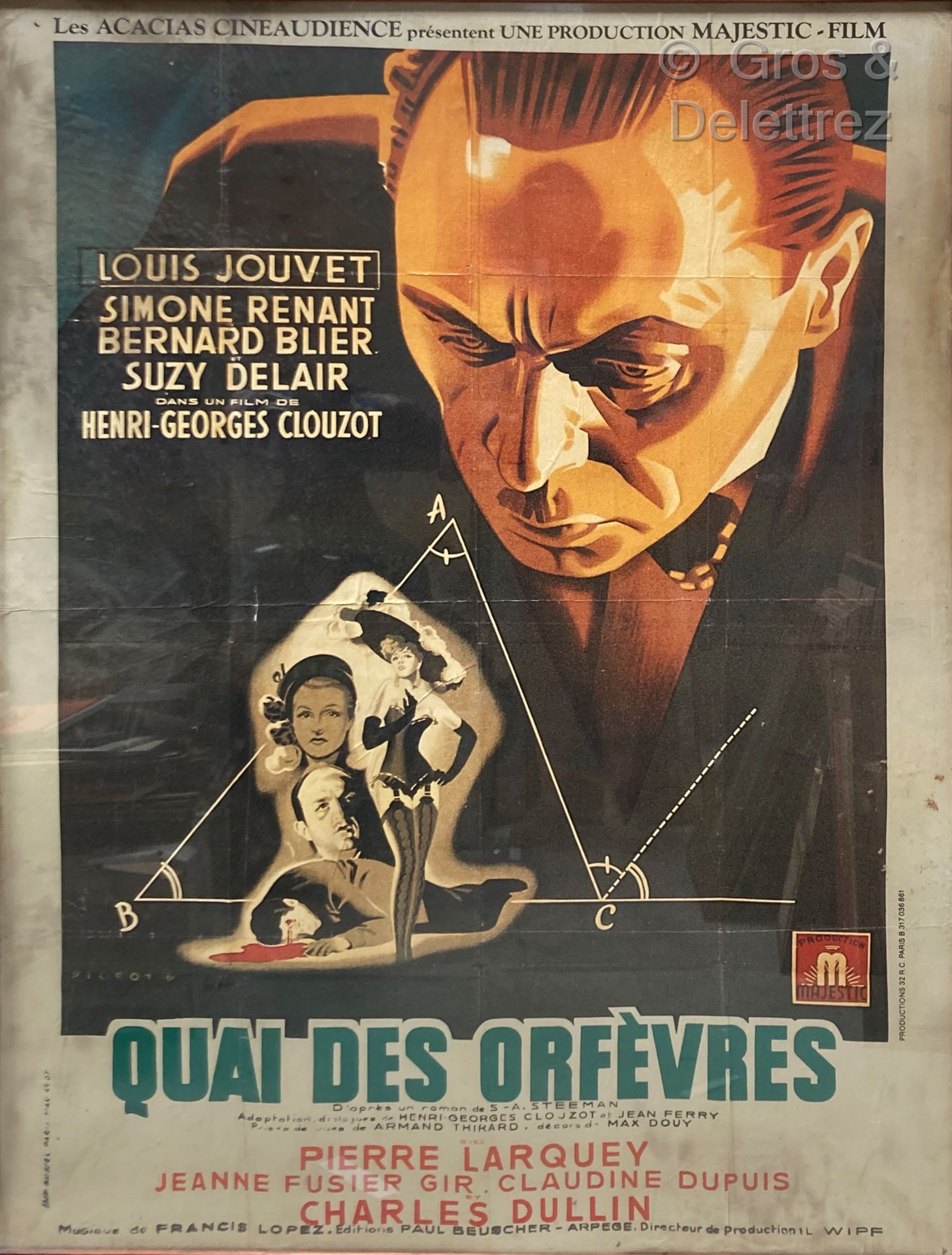 HENRI-GEORGES CLOUZOT Quai des orfevres

电影海报

158 x 117厘米（小裂缝），置于玻璃之下