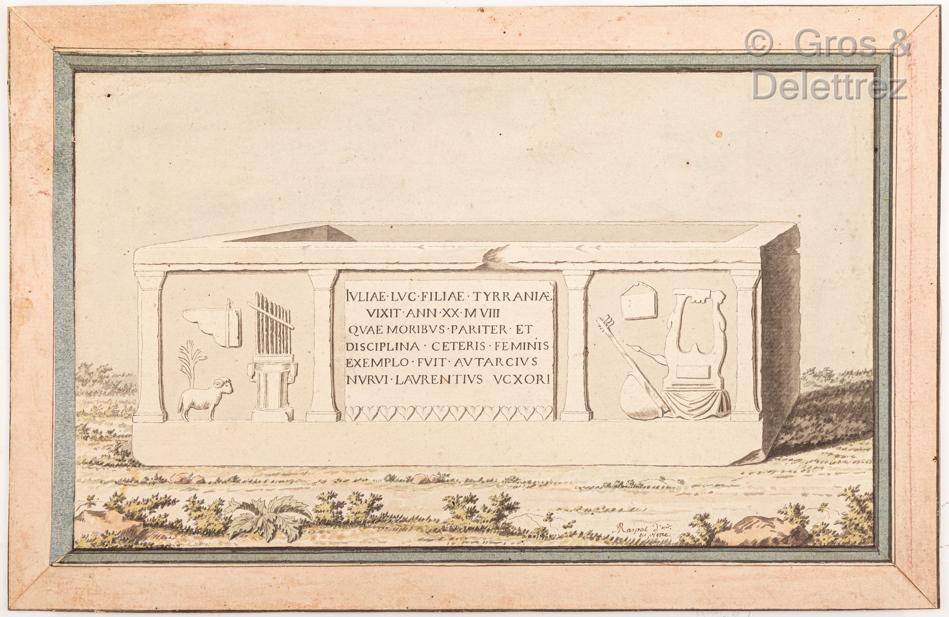 Null Attribué à Antoine Raspal (1738-1811)	

Un sarcophage à l’antique	

Plume e&hellip;