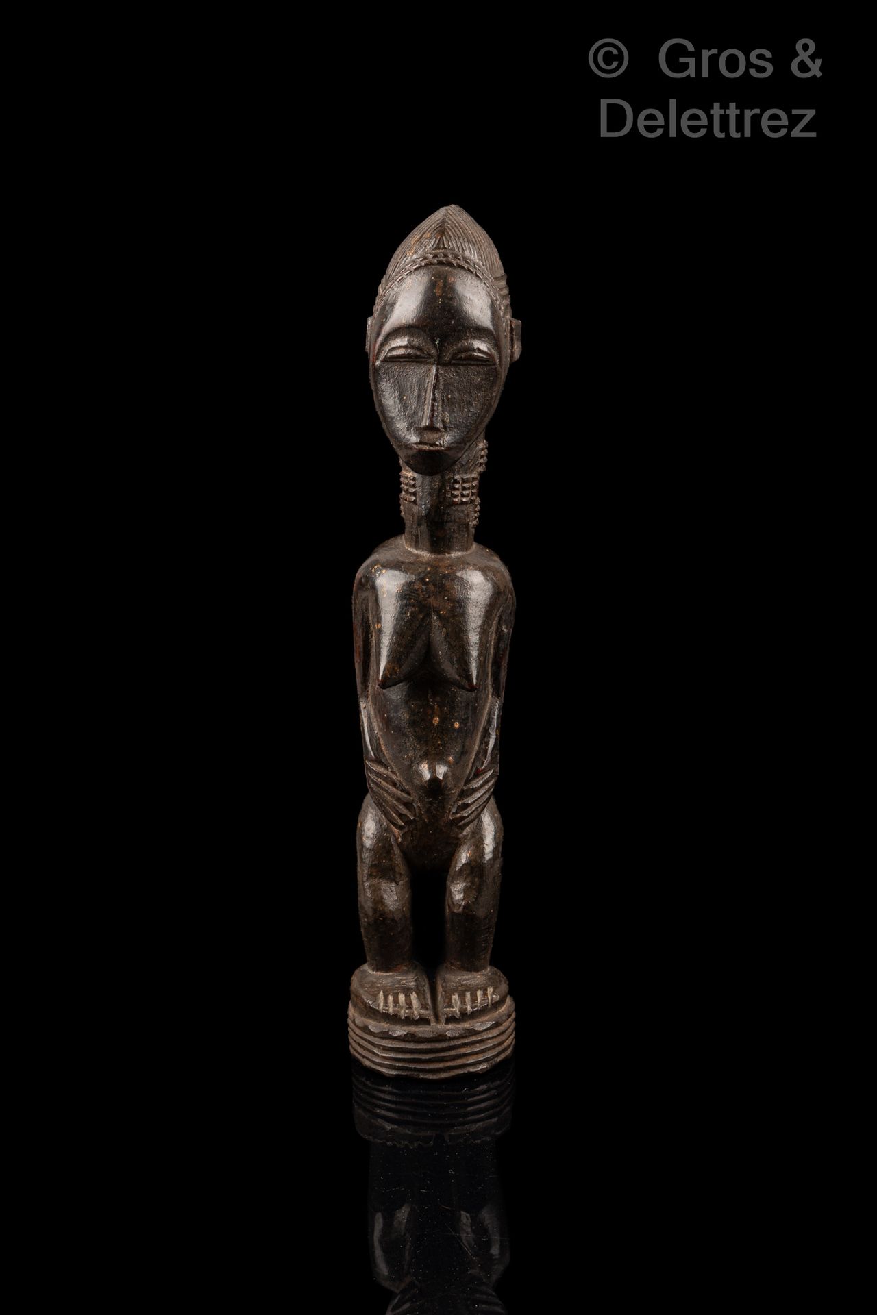 Null Female statuette

Baule people

Ivory Coast

Wood with black and shiny pati&hellip;