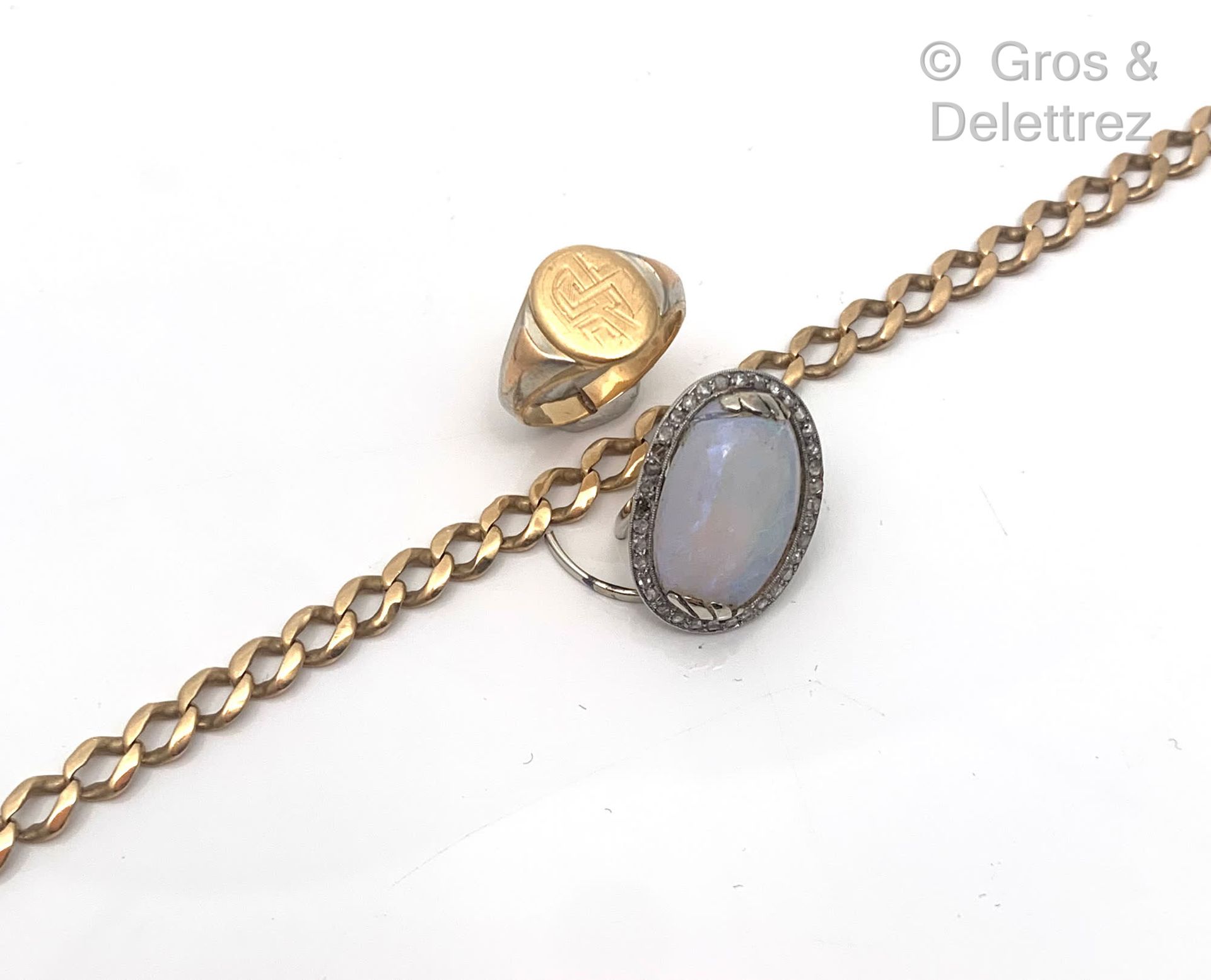 Null Goldscherben-Set bestehend aus einem Armband, einem Siegelring und einem Ri&hellip;