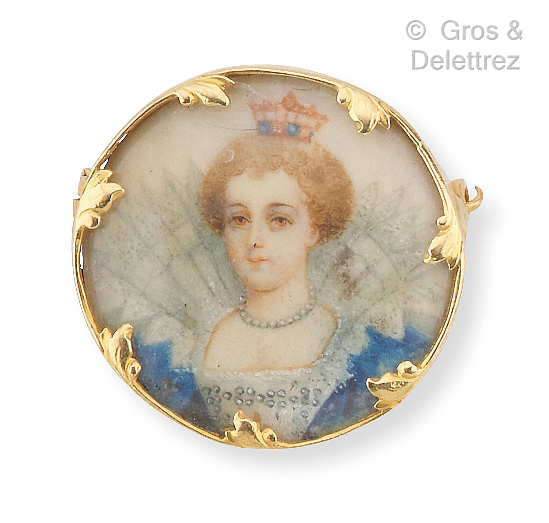 Null Brooch in yellow gold, decorated with a miniature representing Marie de Méd&hellip;