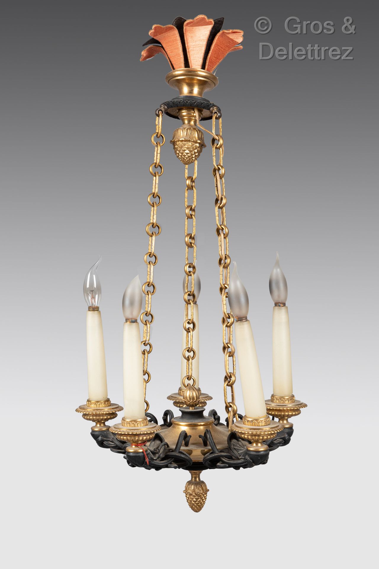 Null Piccolo lampadario a cinque luci stile impero 55 x 27 cm