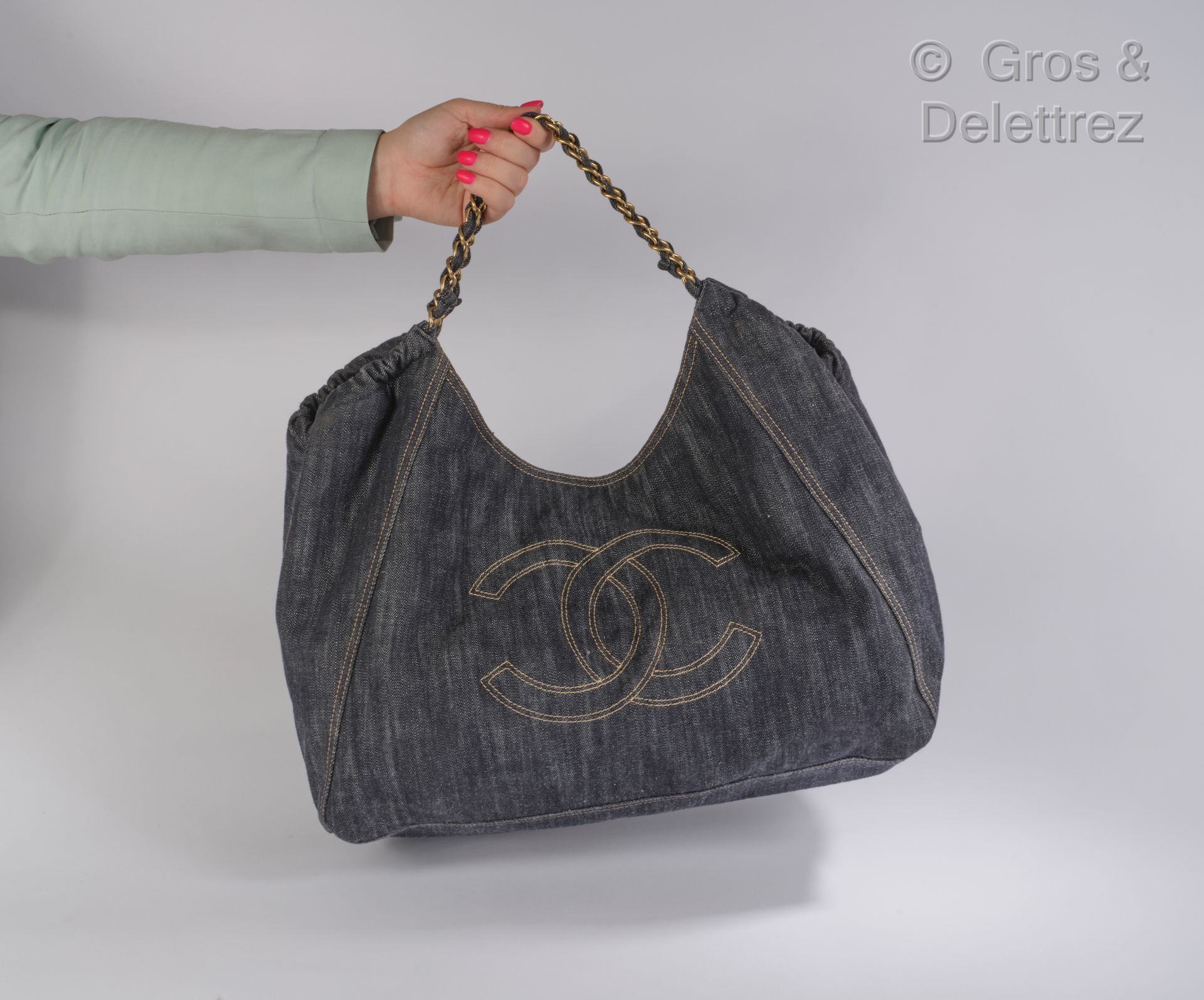 Bag Coco Cabas 42cm in denim with beige stitching, mag…