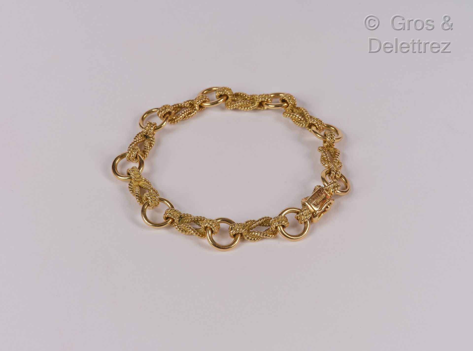 HERMES Paris N°28002 - Bracelet "Audierne" in yellow gold 750 thousandths. Pds: &hellip;
