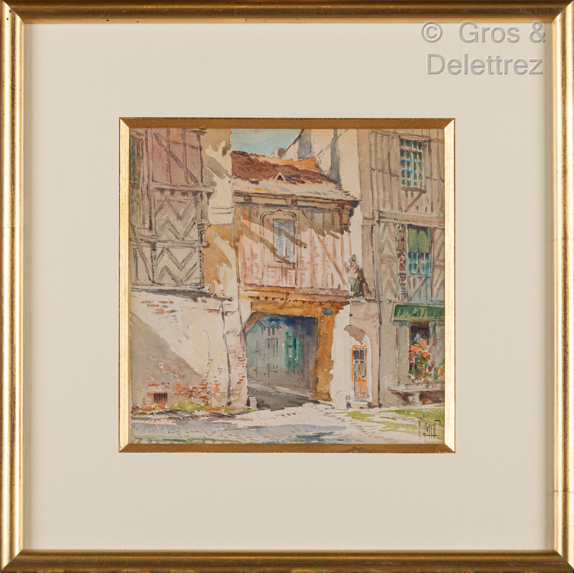 Null René LEVERD (1872-1938)

Fassade mit Fachwerk

Aquarell auf Papier, unten r&hellip;
