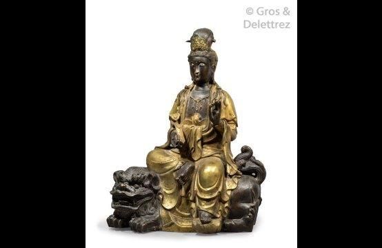 Null 
Chine, 2ème moitié du XXe siècle 

Groupe en bronze de patine contrastée, &hellip;