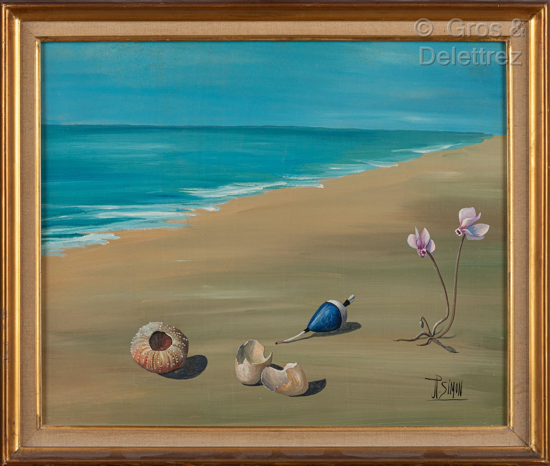 Null Jean-Pierre SIMON (XXth) 

Surrealist seaside

Oil on isorel signed lower r&hellip;