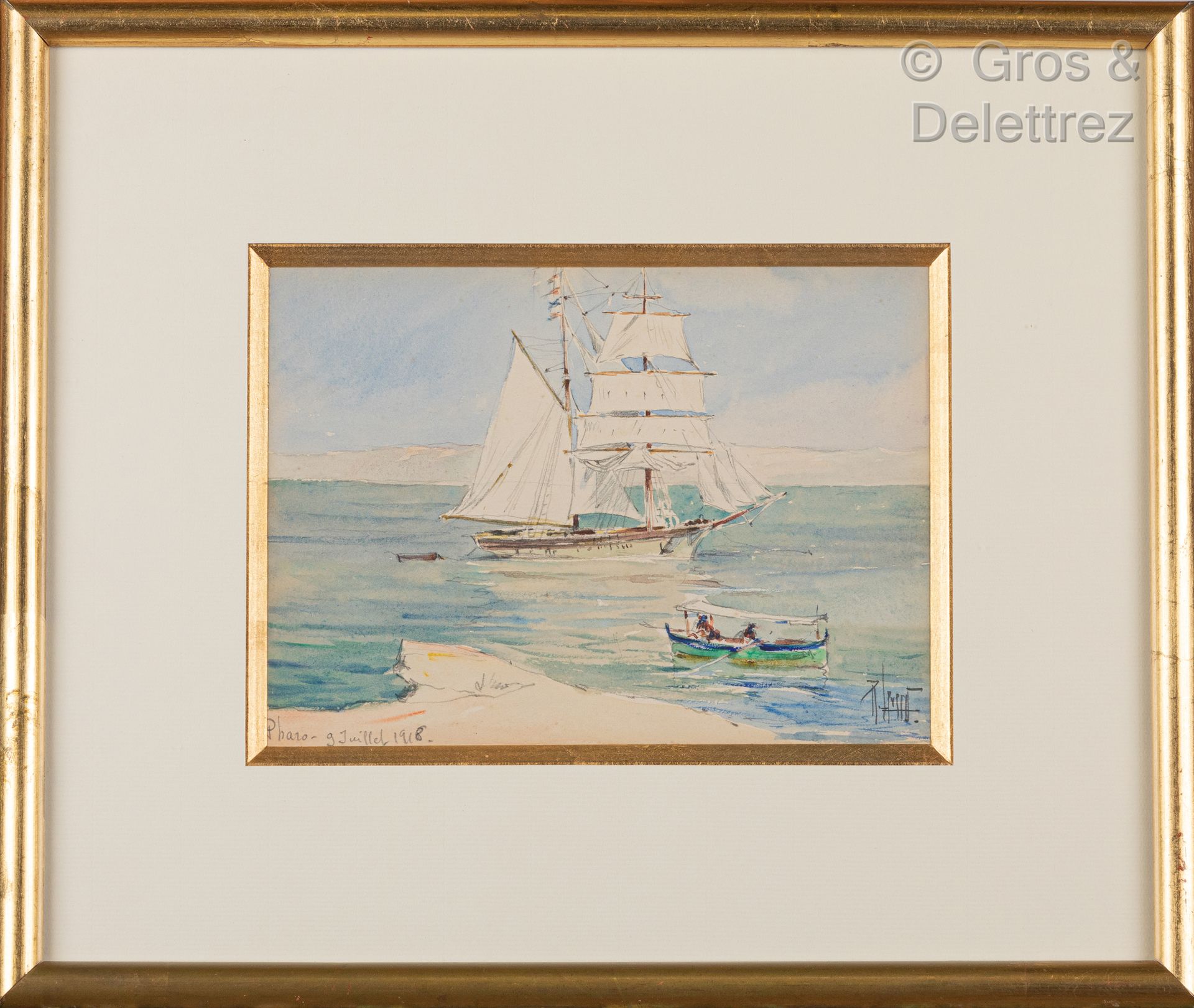 Null 
René LEVERD (1872-1938)




Segelschiff am Pharo (Marseille)




Aquarell &hellip;
