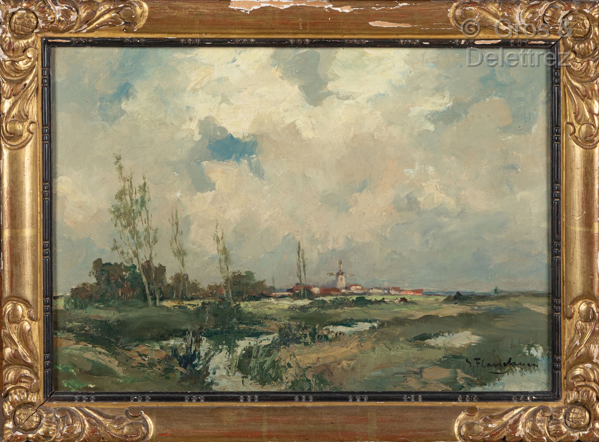 Null 古斯塔夫-弗拉绍恩 (1868-1940)

景观与磨坊

右下角有签名的板面油画。背面有一个手写的标签La Flandres 48

30 x 41&hellip;