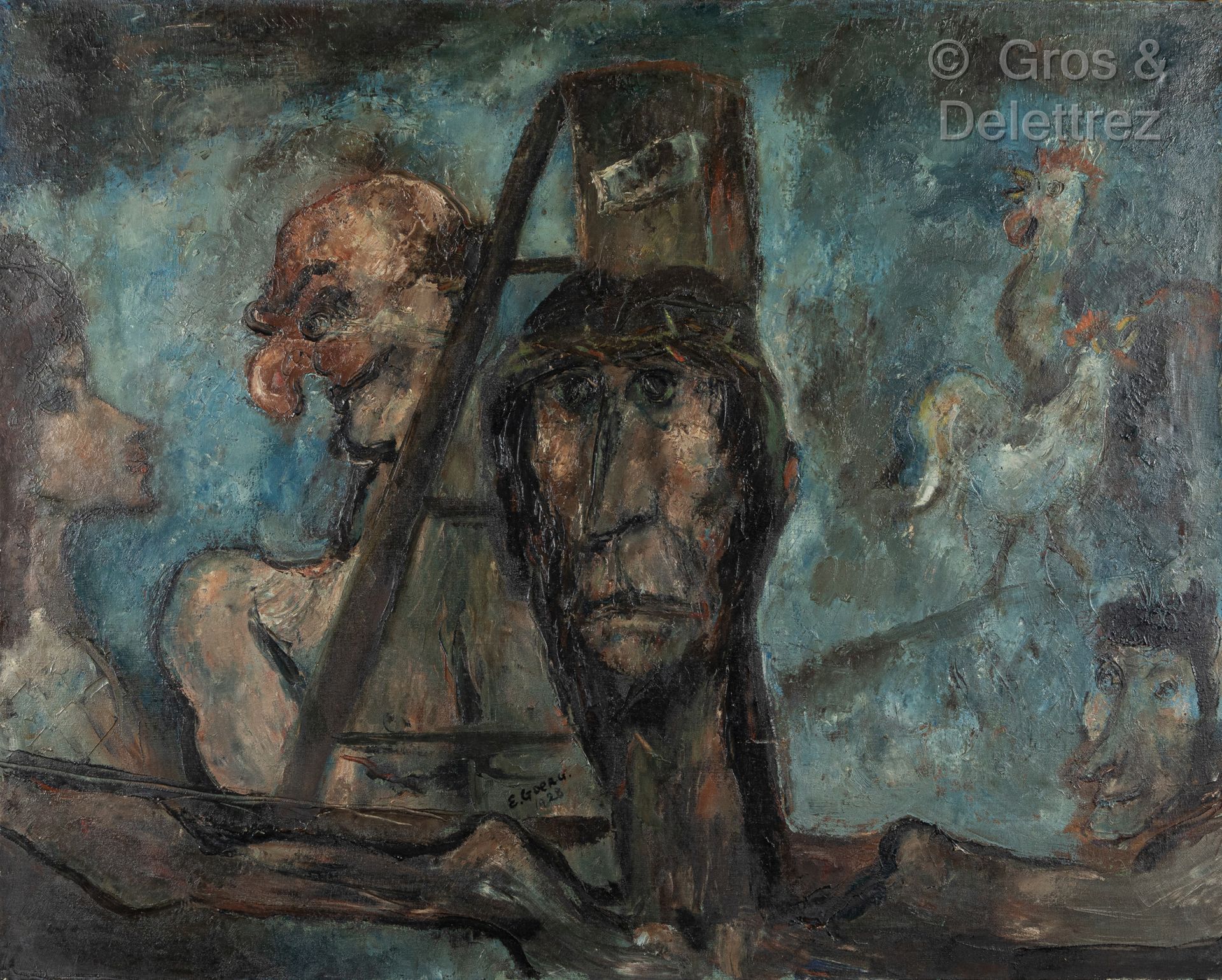 Null Edouard GOERG (1893-1969)

Kreuzigung 

Öl auf Leinwand, unten in der Mitte&hellip;