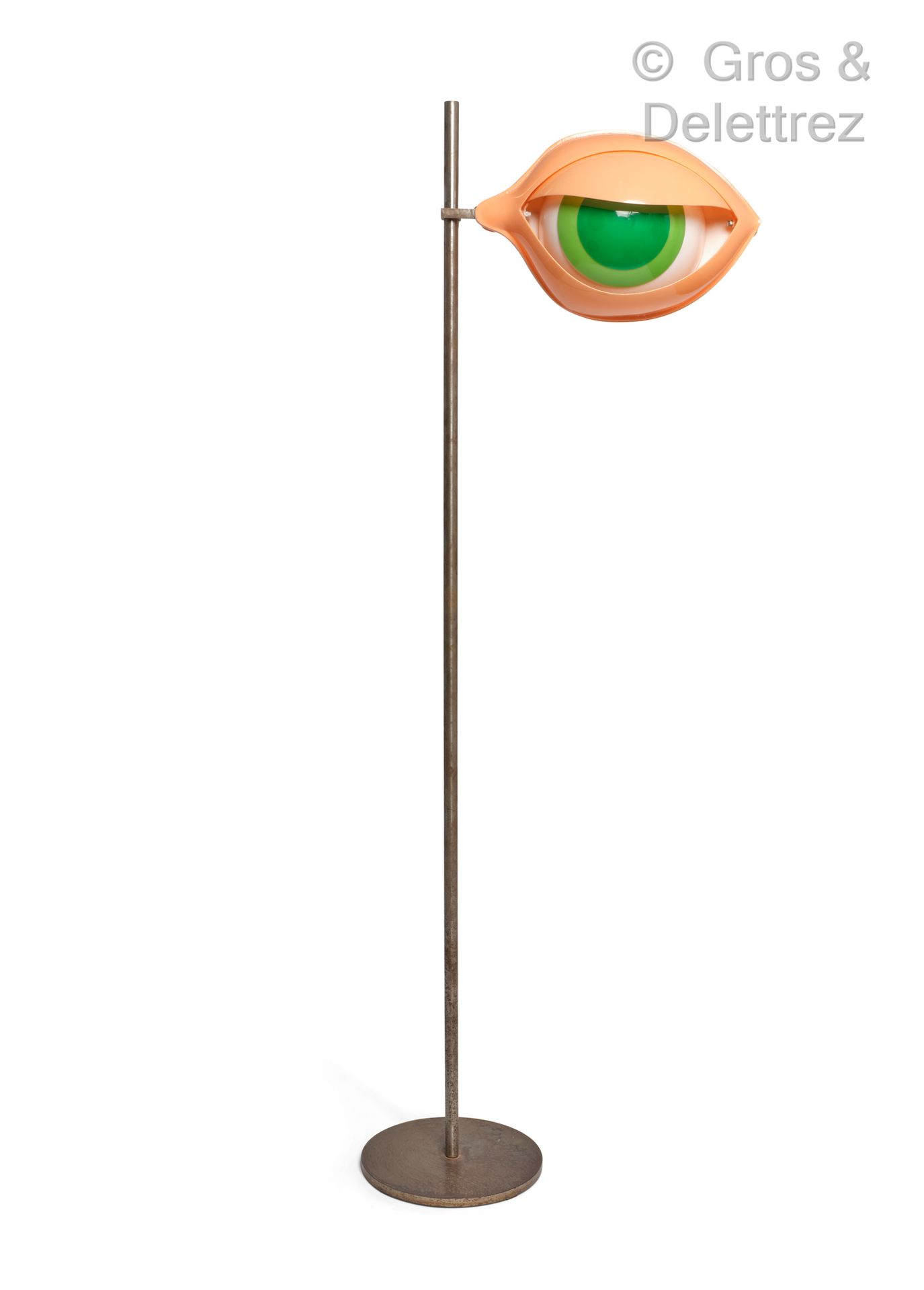 NICOLA L. (1937-2019) Stehlampe Modell "Auge" aus gefärbtem Kunststoff, Metallsc&hellip;