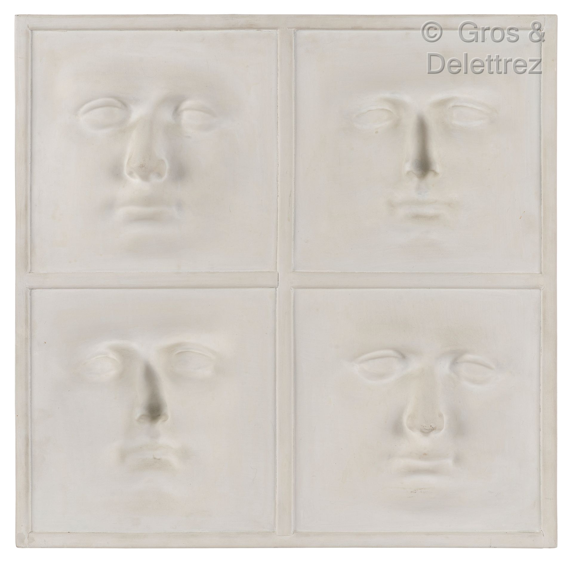 Roy ADZAK (1927-1987) 
"Four Faces




Wood, plaster and painted plastic.




Si&hellip;