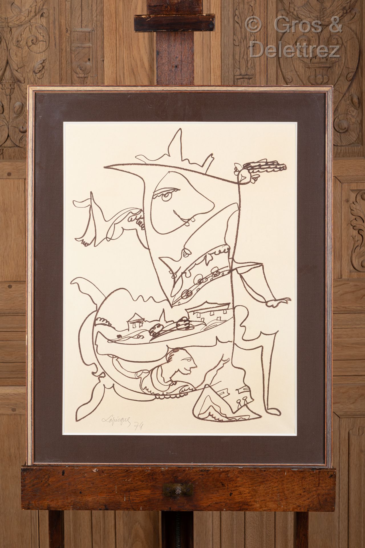 Charles LAPICQUE (1898-1988) 角色

纸上油性铅笔，左下方有签名和日期1974。

62 x 46 cm at sight