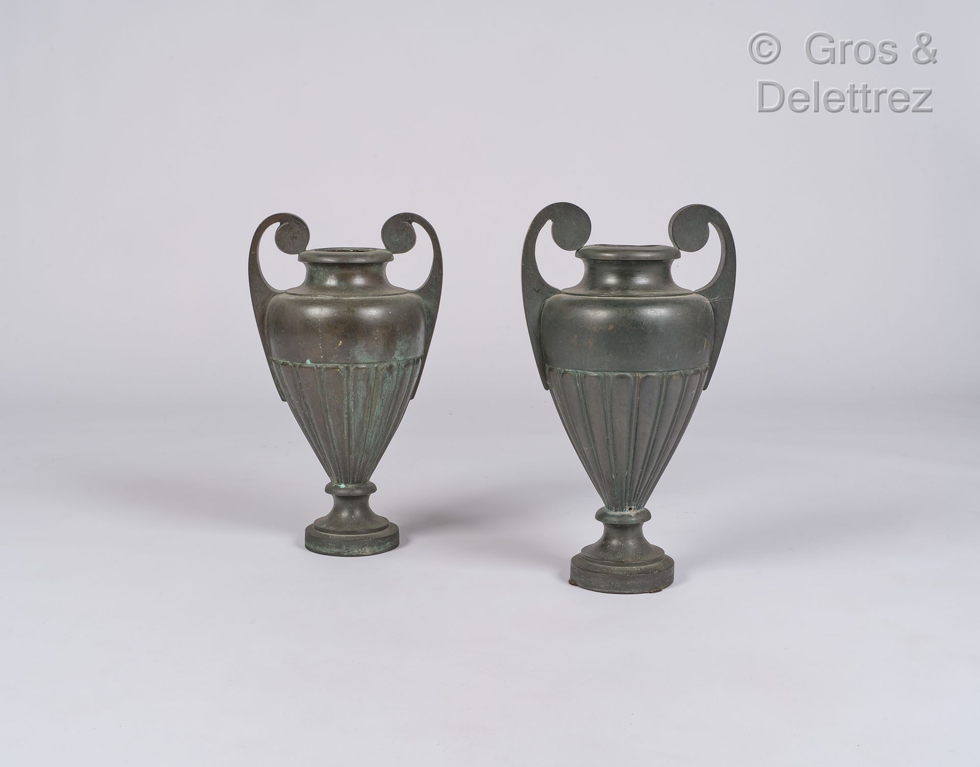 Null French work

Pair of medici vases in bronze with green patina

H : 50 cm