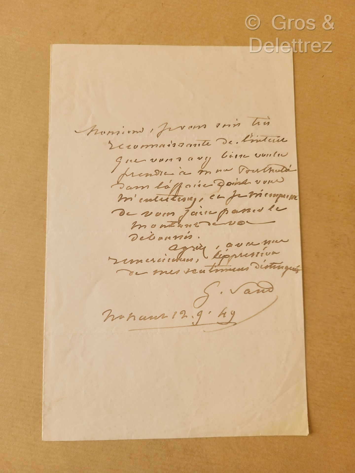 Null George SAND (1804-1876) Romancière.



Lettre autographe signée G. Sand, ad&hellip;