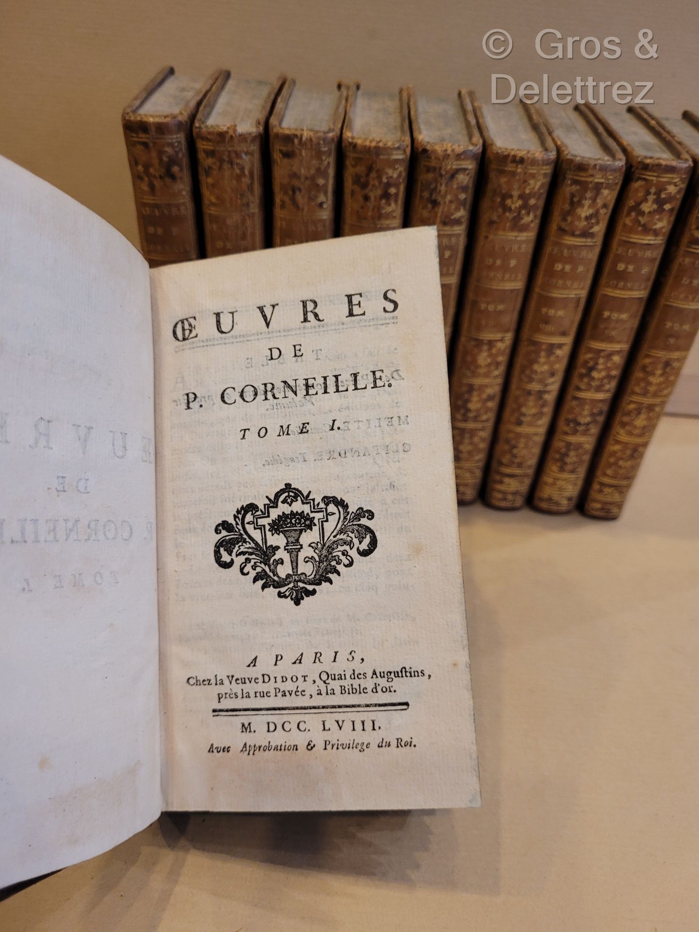 Null "CORNEILLE Pierre。

科尔内耶作品集》（P. Corneille）。

A 巴黎，Veuve Didot，1758年，10卷12开本&hellip;