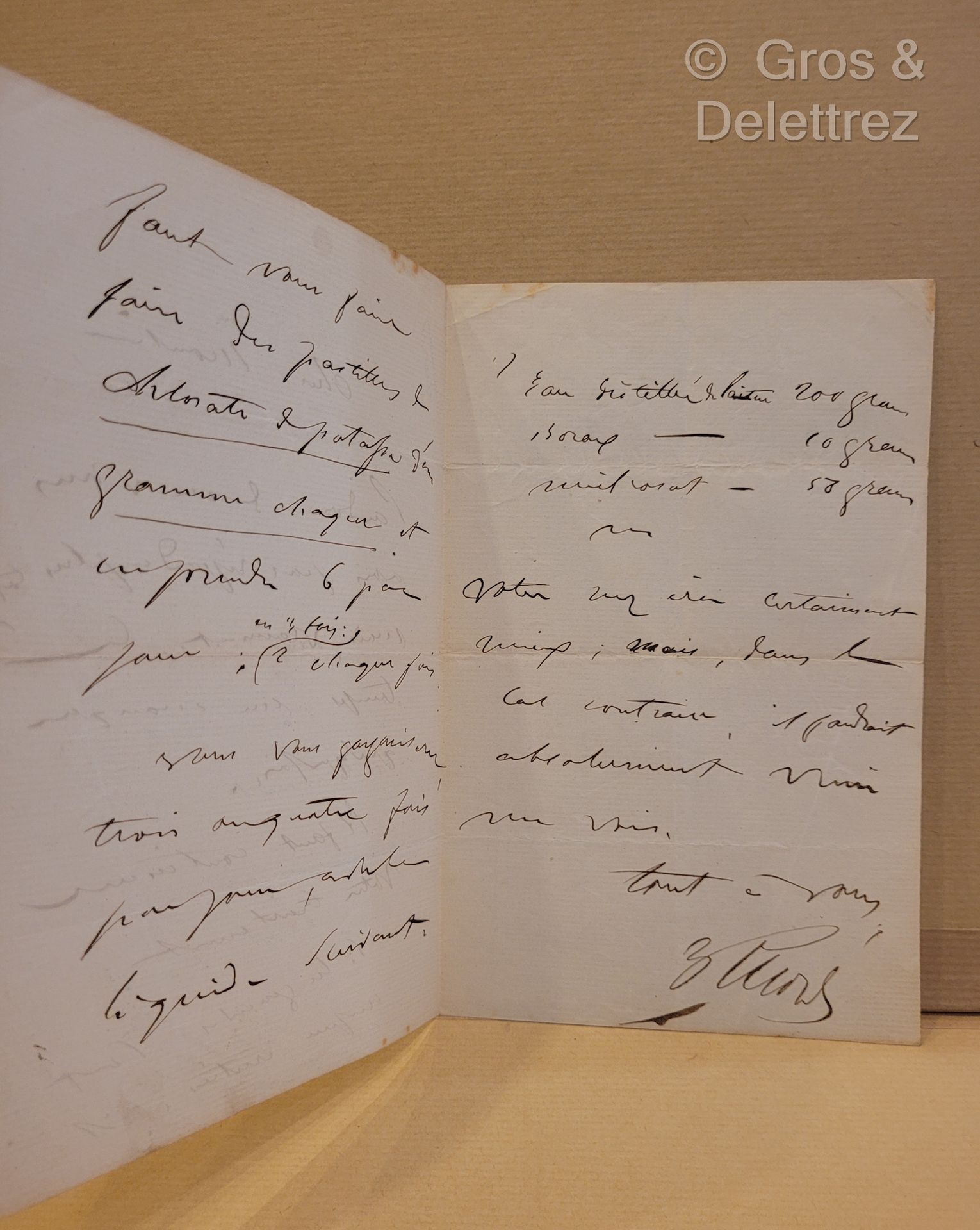 Null "[Medizin] Satz von 3 autographischen, signierten Briefen :

- Auguste Jean&hellip;
