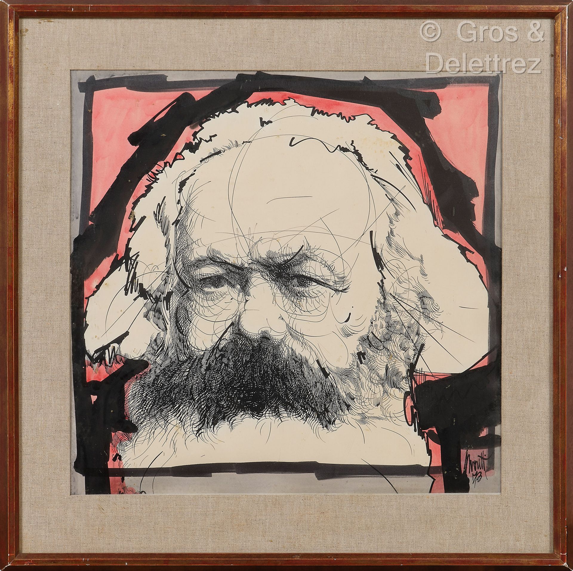 Raymond MORETTI (1931-2005) Portrait de Karl Marx, 1973

Plume, encre et aquarel&hellip;