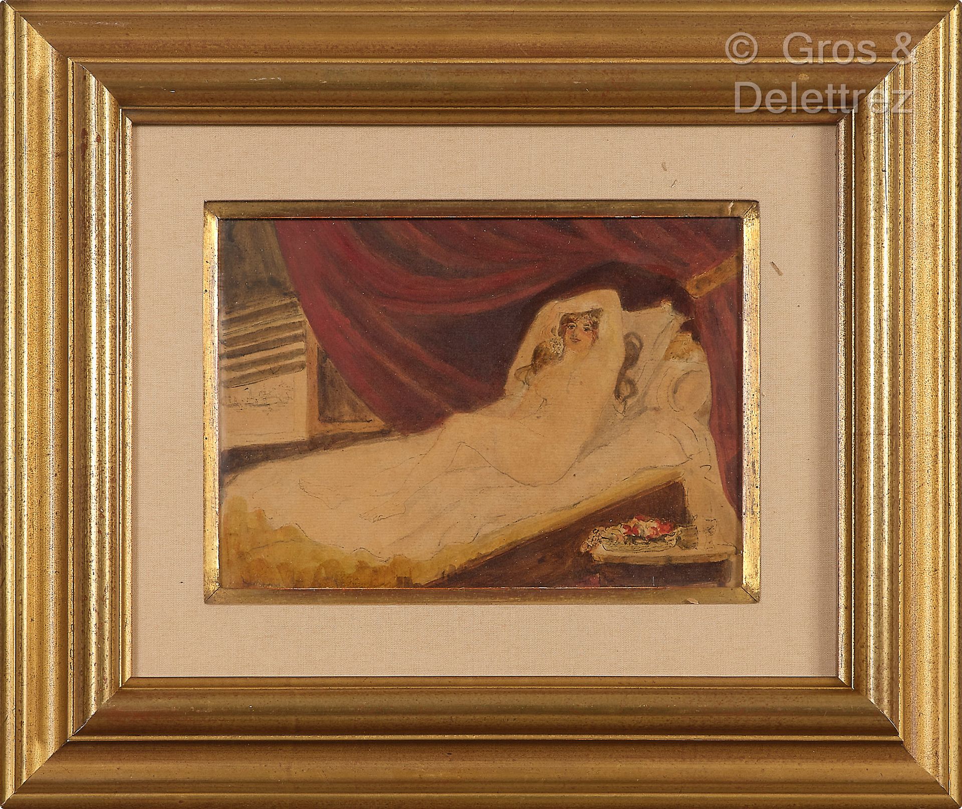 Georges Alfred BOTTINI (1874-1907) 躺在室内的裸体

纸上水彩画。

左下方有签名。

23,5 x 17,3 cm