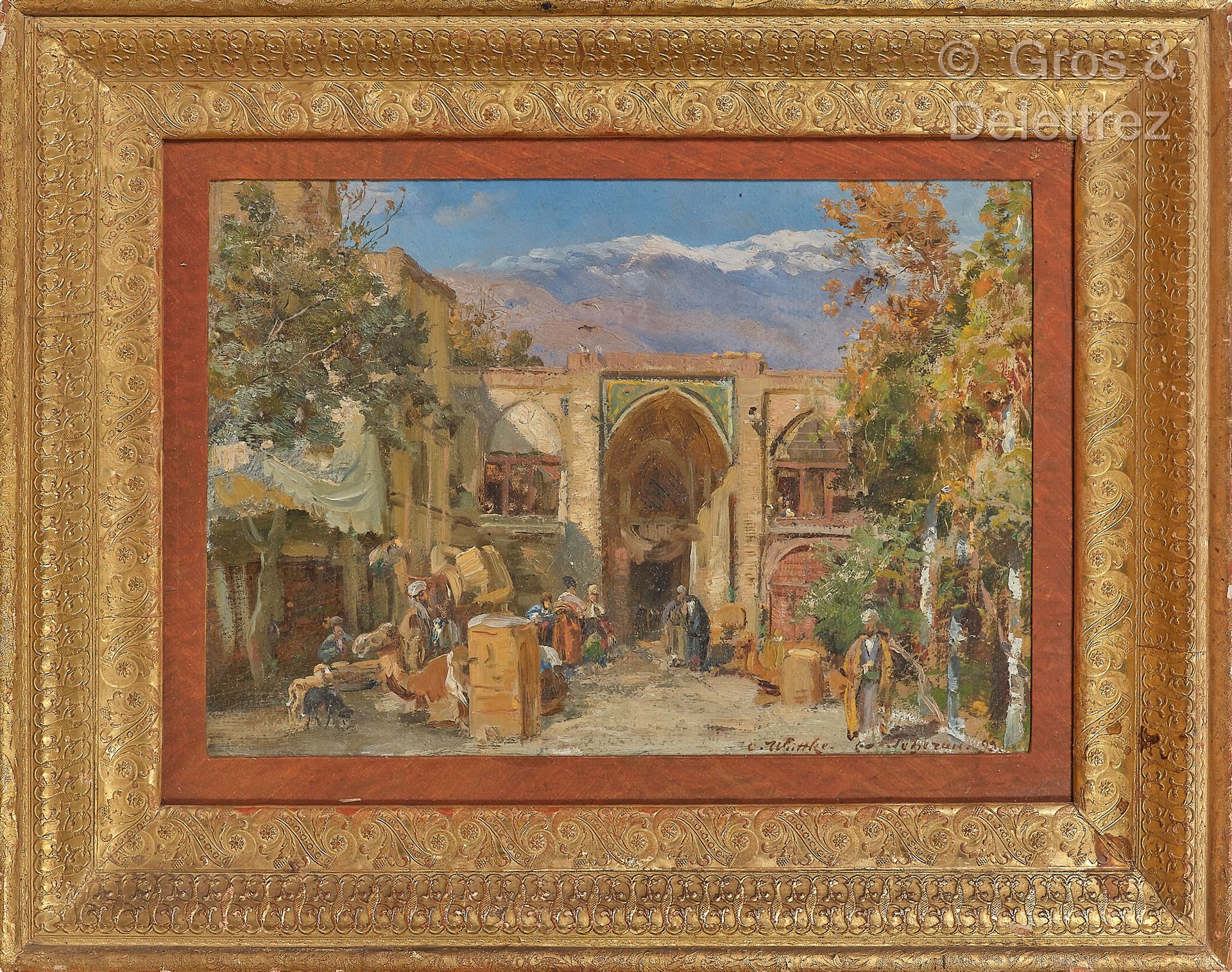 Carl WUTTKE (1849-1927) Karawanserei in Teheran, (18) 95

Öl auf einer Holztafel&hellip;