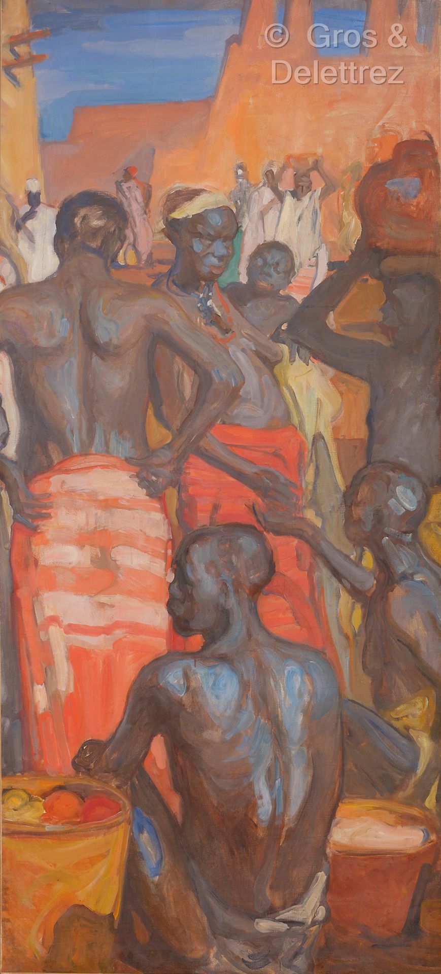 Charles FOUQUERAY (1869-1956) 非洲人物（大型作品《图阿雷格酋长阿梅诺卡尔》的片段）

布面油画。

200 x 94 cm

左边&hellip;