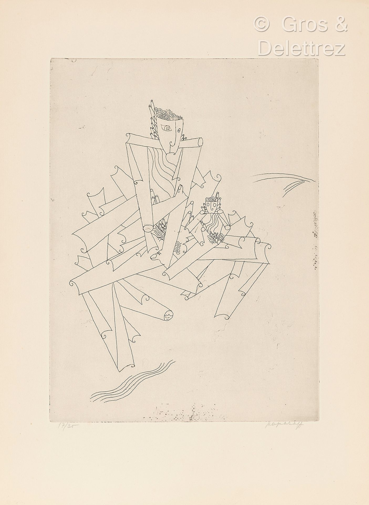Georges PAPAZOFF (1894 – 1972) 两个数字。约1925年

右下角有签名的蚀刻版画，奶油色编织纸，编号17/35。状况非常好。

主&hellip;