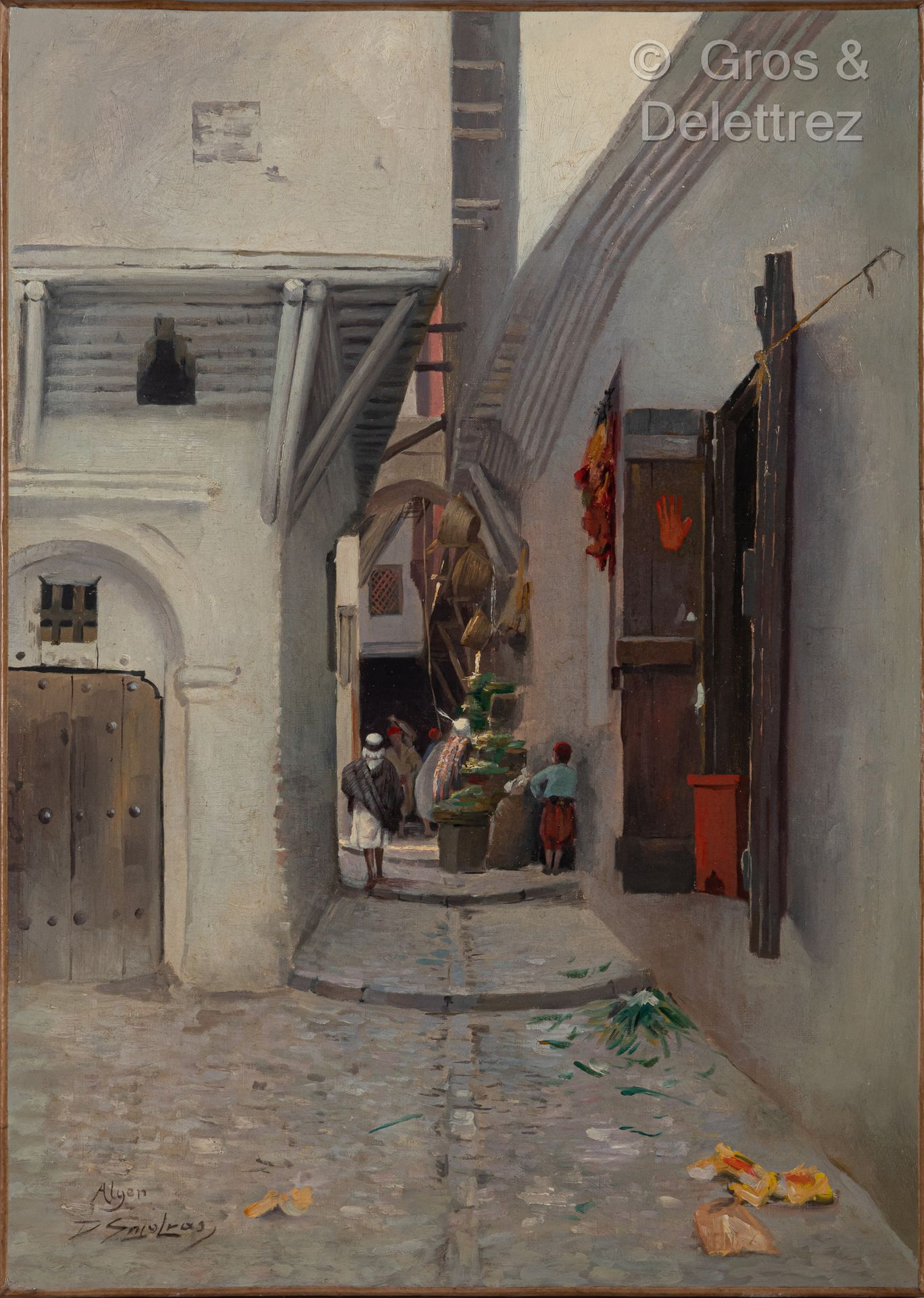 Delphin ENJOLRAS (1857-1945) 阿尔及尔的卡斯巴

布面油画。

已签名并位于左下角。

64,5 x 46 cm