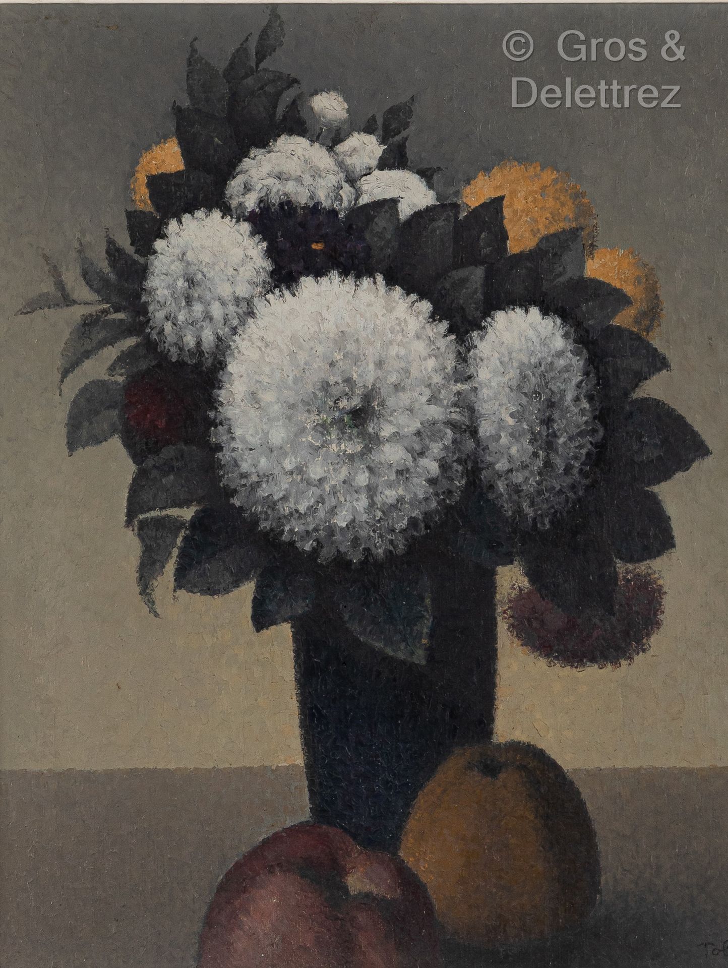 Félix Elie TOBEEN (1880-1938) Bouquet de dahlias et de pommes

Huile sur toile.
&hellip;