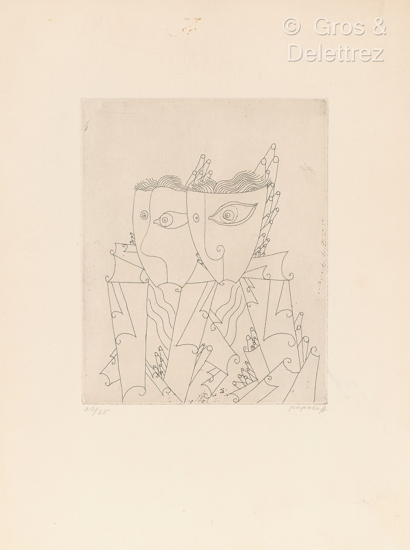 Georges PAPAZOFF (1894 – 1972) Tre maschere. C.1925

Acquaforte su pergamena col&hellip;