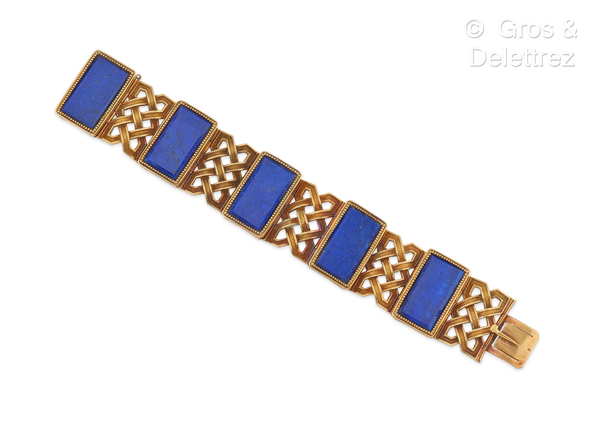 Null Bracelet articulé en or jaune, composé de maillons formant croisillons alte&hellip;