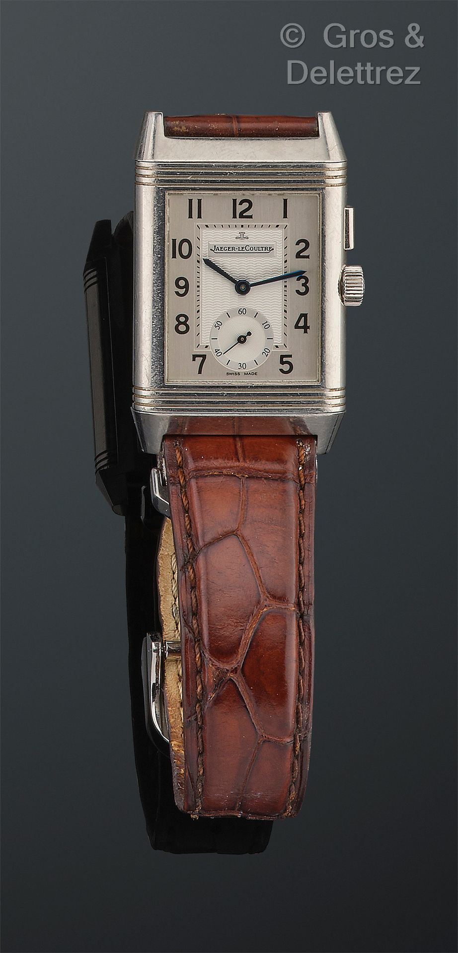 JAEGER LECOULTRE "Reverso Night and Day". - Uhrenarmband aus Stahl. Rechteckiges&hellip;
