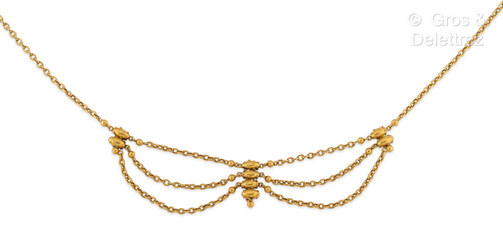 Null Collier "Collerette" aus Gelbgold, bestehend aus einer Kette mit forcierten&hellip;