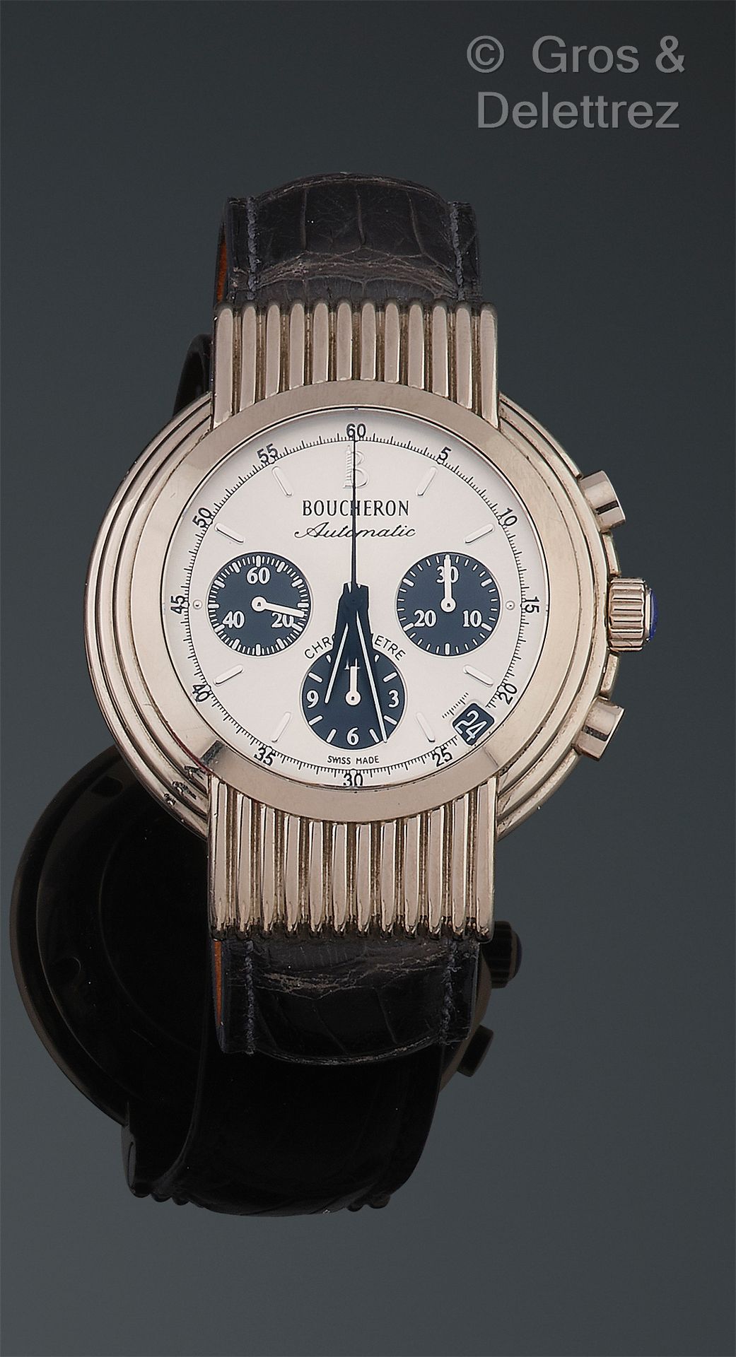 BOUCHERON "Solis - Orologio da polso con cronografo in oro bianco, cassa tonda (&hellip;