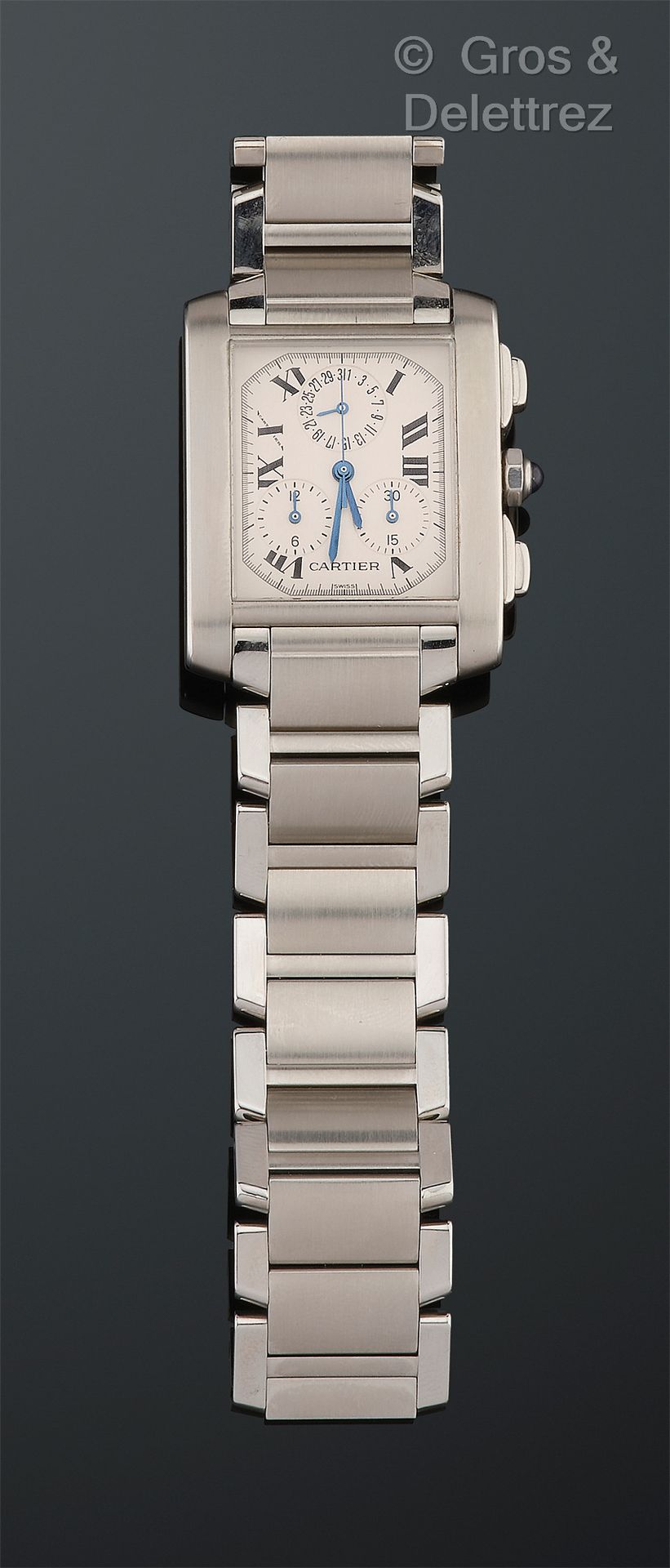 CARTIER " Tank Francaise Chronoreflex " - Chronograph Armband aus Stahl, rechtec&hellip;