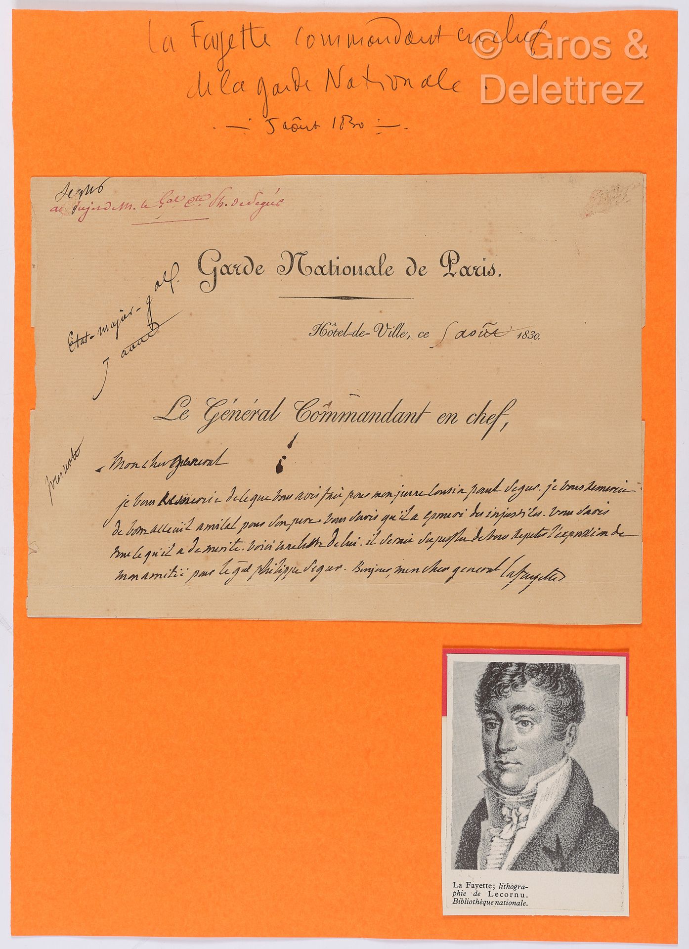 Null LAFAYETTE, Marie Joseph Gilbert du Motier, marchese de (1757-1834), general&hellip;