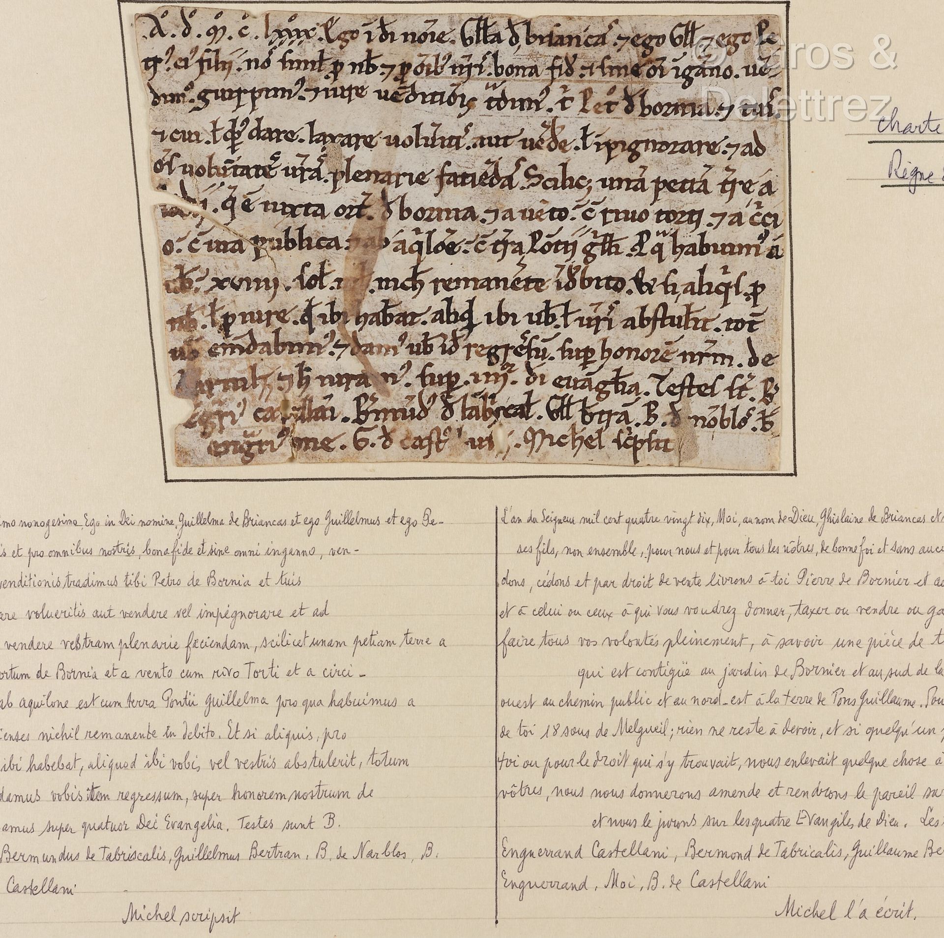 Null [CHARTER - BRIANCES - HAUTES PYRÉNÉES]. Seltene Urkunde, datiert 1190. 10,5&hellip;
