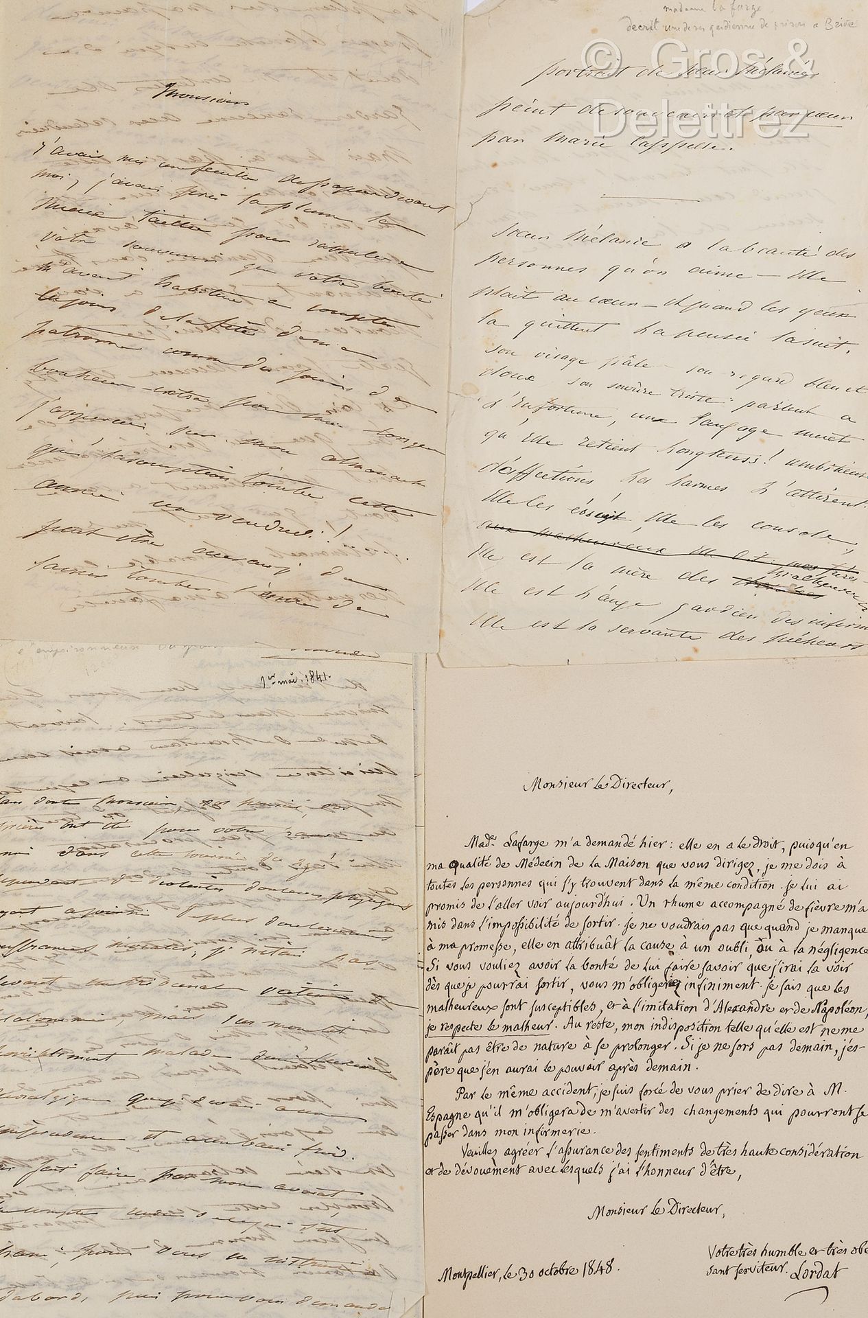 Null LAFARGE, Marie, née Capelle (1816-1852), famous poisoner. Set of 3 document&hellip;