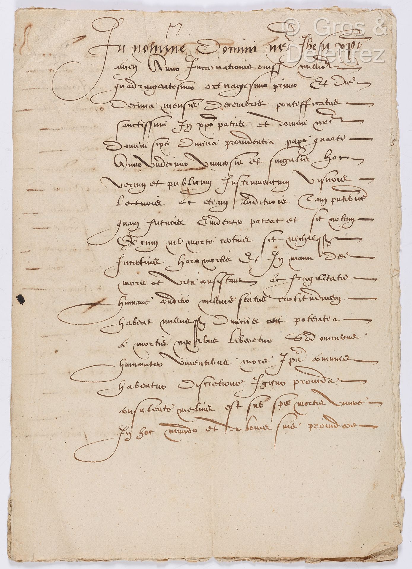 Null [CHARLES d'ANJOU - PROVENCE]. Old copy of the will of Charles V of Anjou. M&hellip;