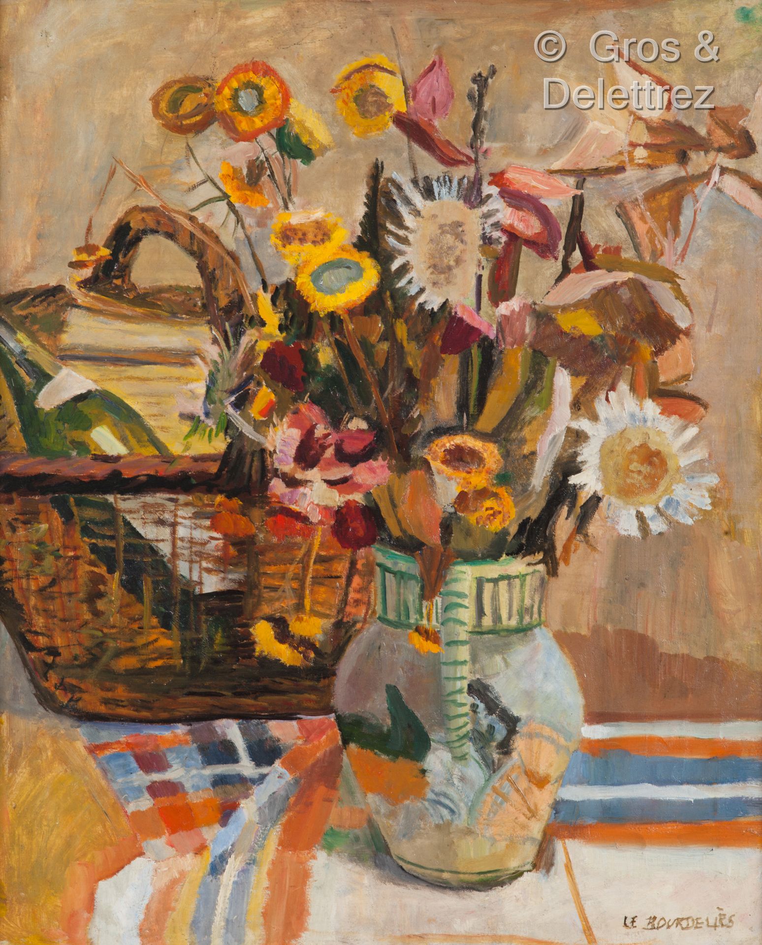 Null (SD) Hervé LE BOURDALLES (1929-1986)

Großer Blumenstrauß

Öl auf Karton

6&hellip;