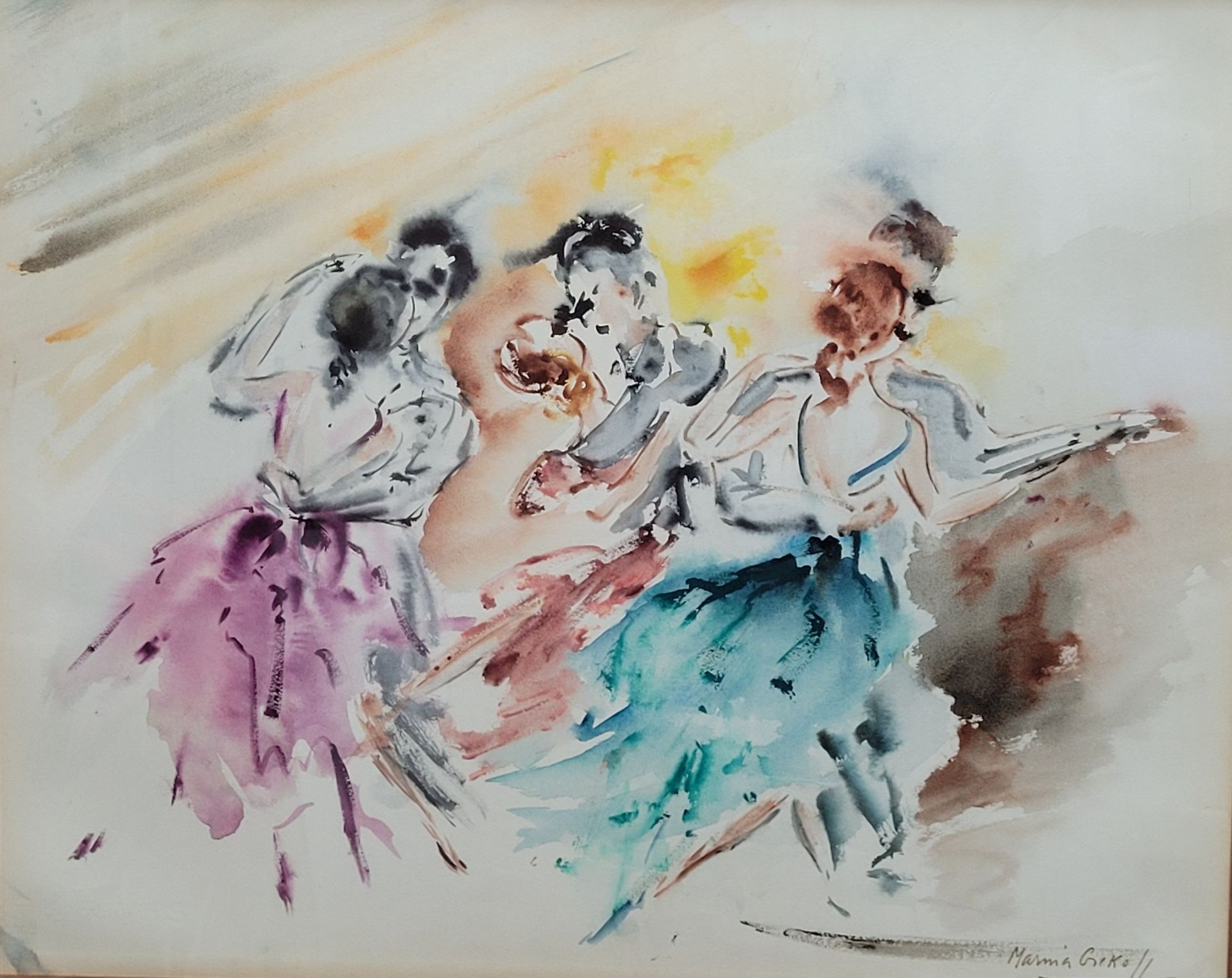 Null (E) 玛丽娜-格雷科夫(1918-2009)

舞蹈现场

水彩画，已签名

69 x 59 厘米